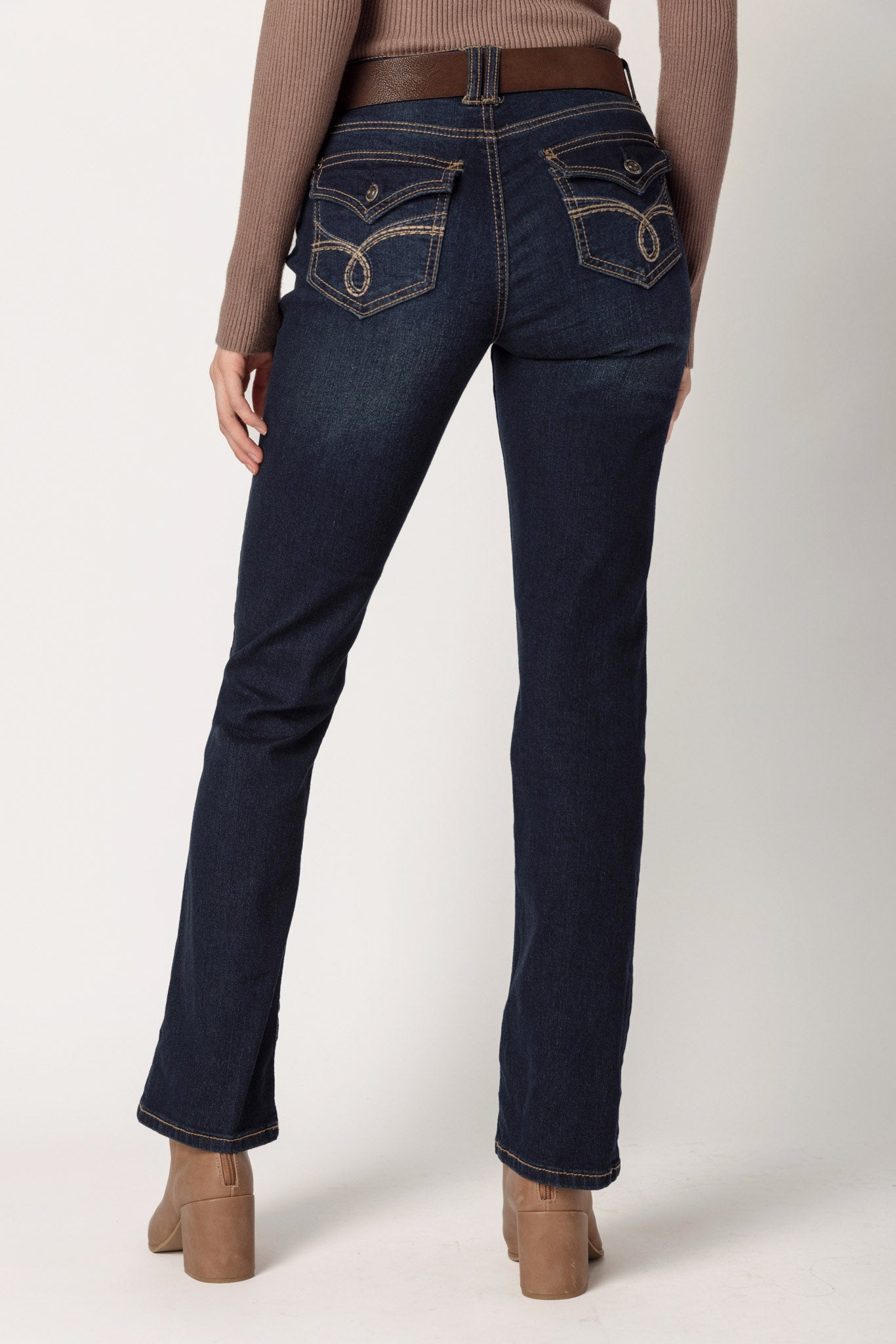WallFlower Evan Wash Legendary Fit Bootcut Jean with Rhinestone Belt