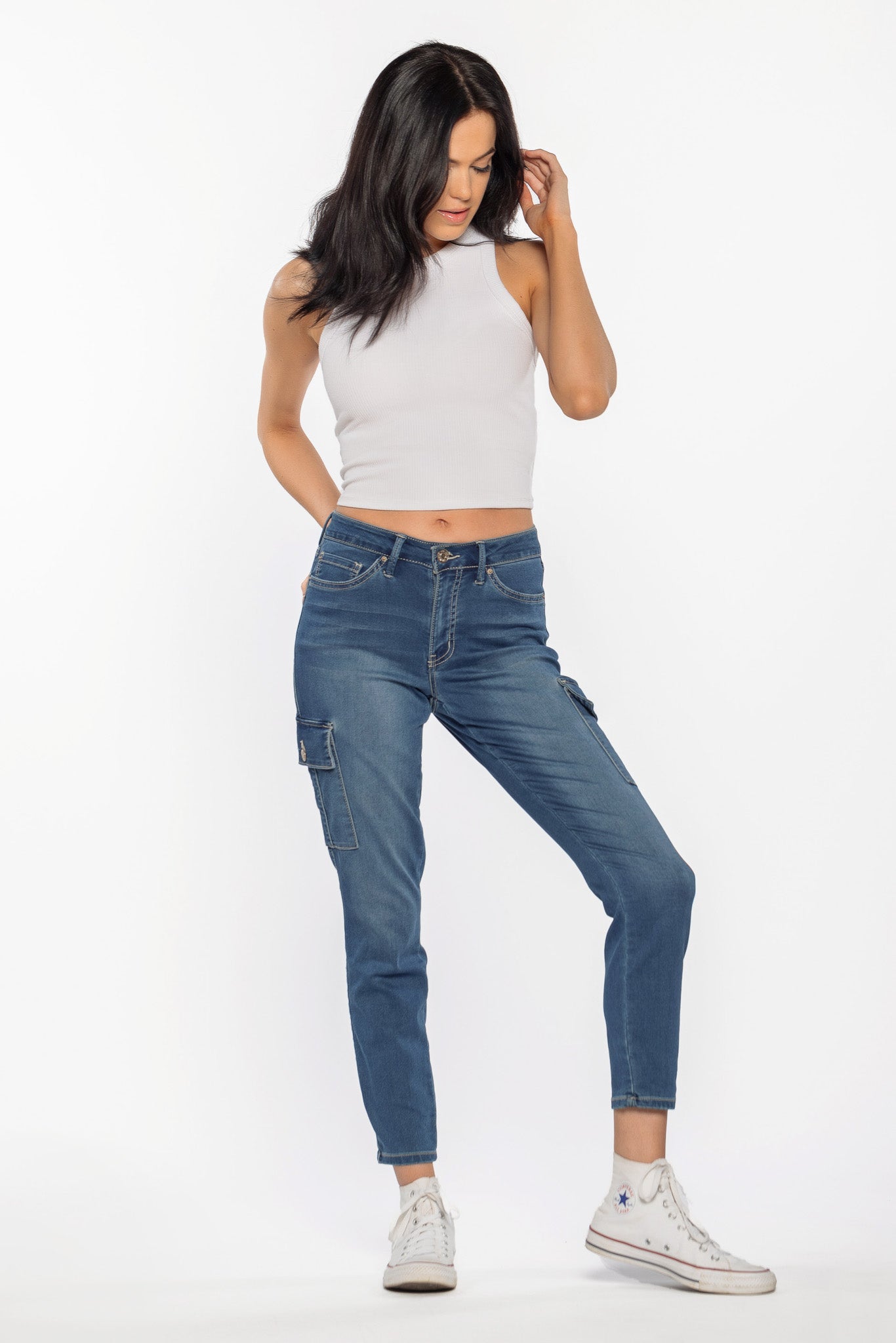 YMI Mid Wash Skinny Cargo