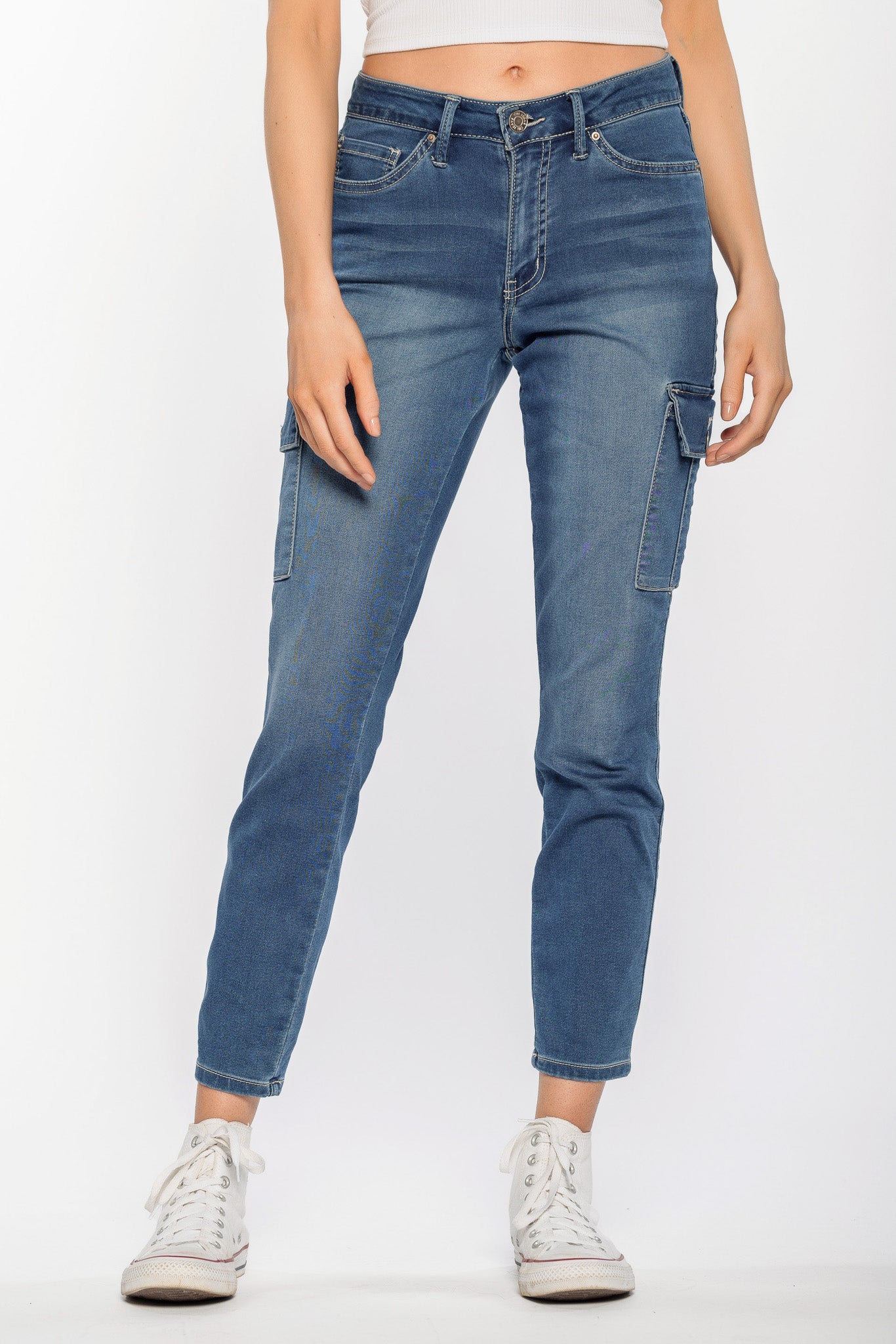 YMI Mid Wash Skinny Cargo