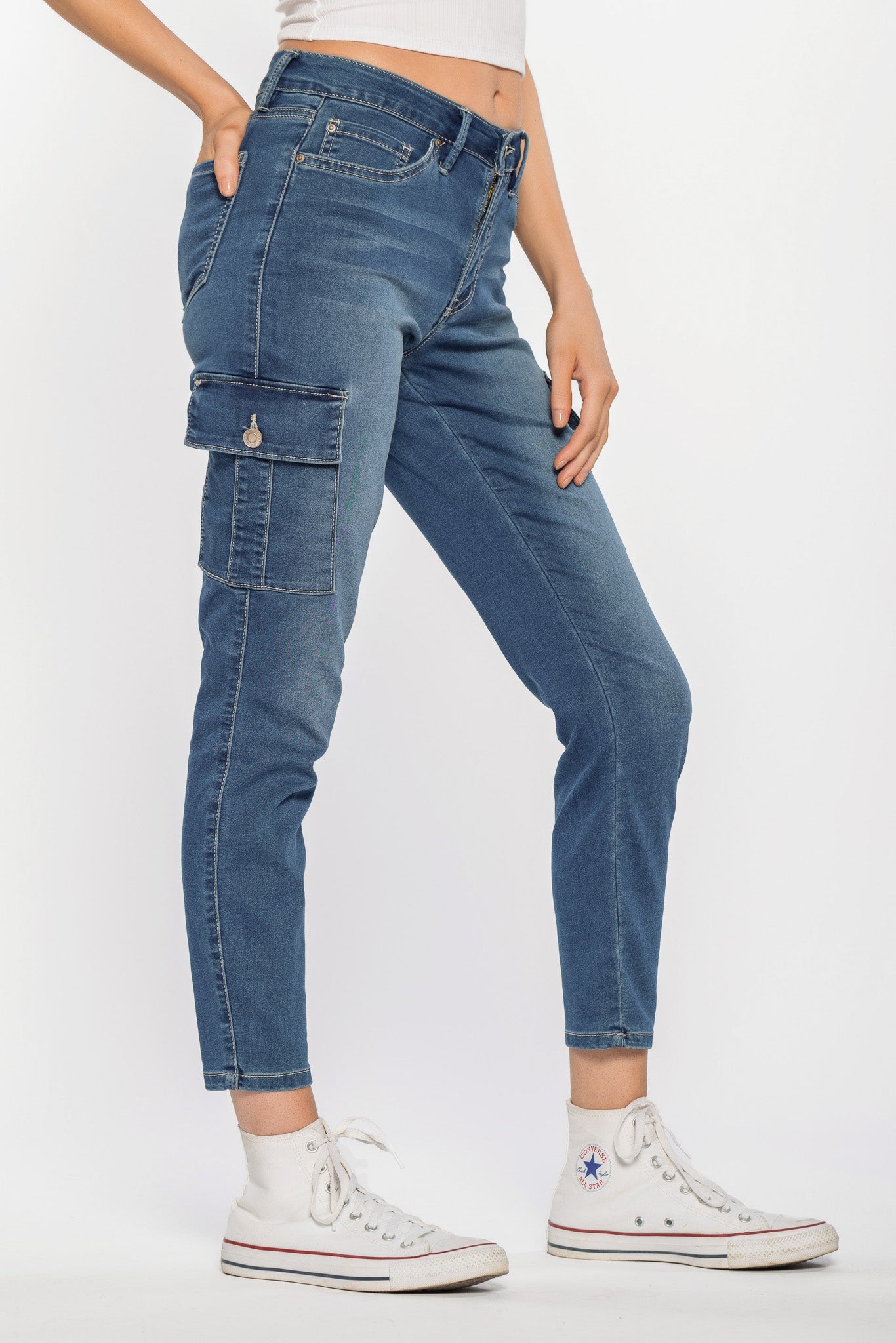 YMI Mid Wash Skinny Cargo