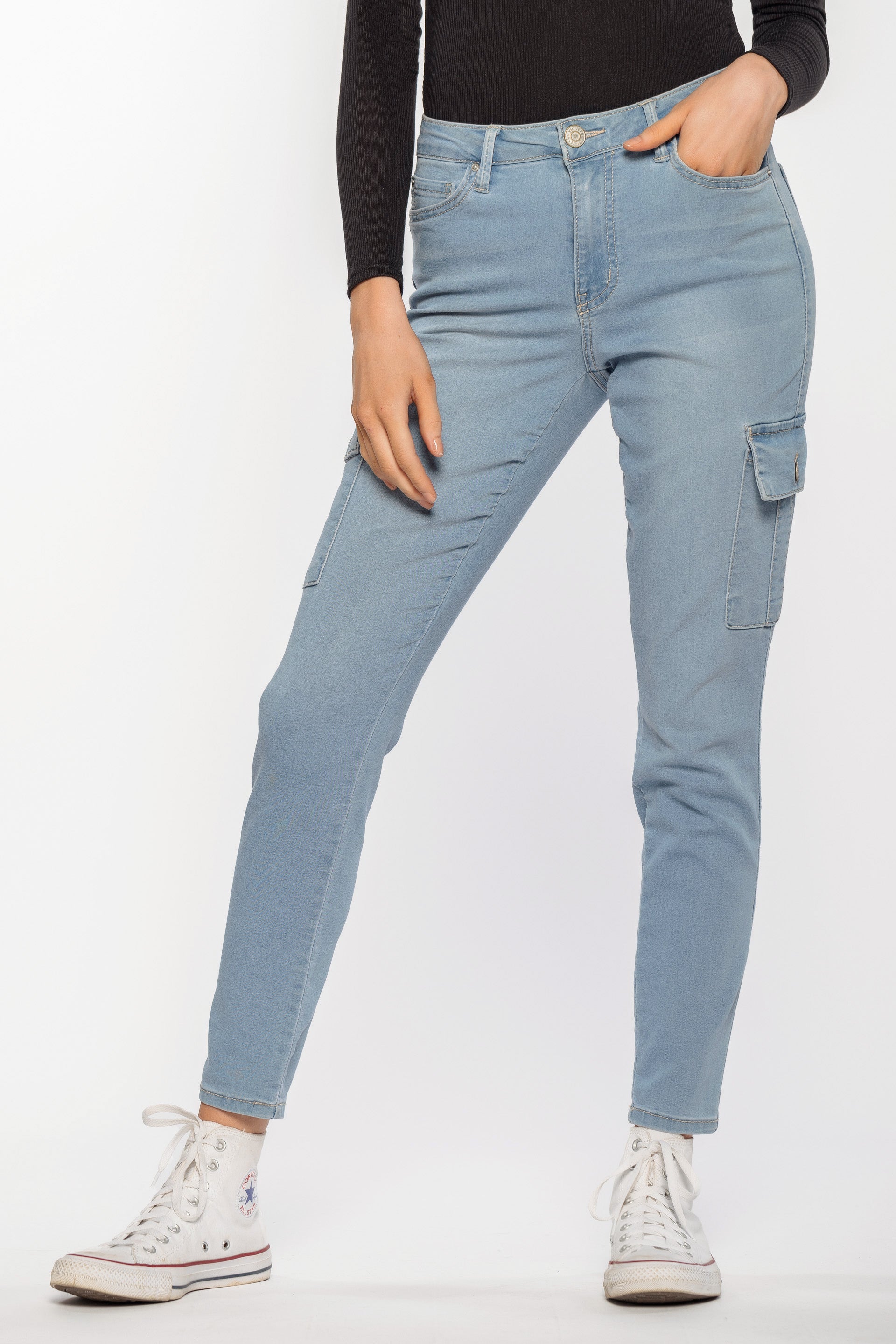 YMI Light Wash Skinny Cargo