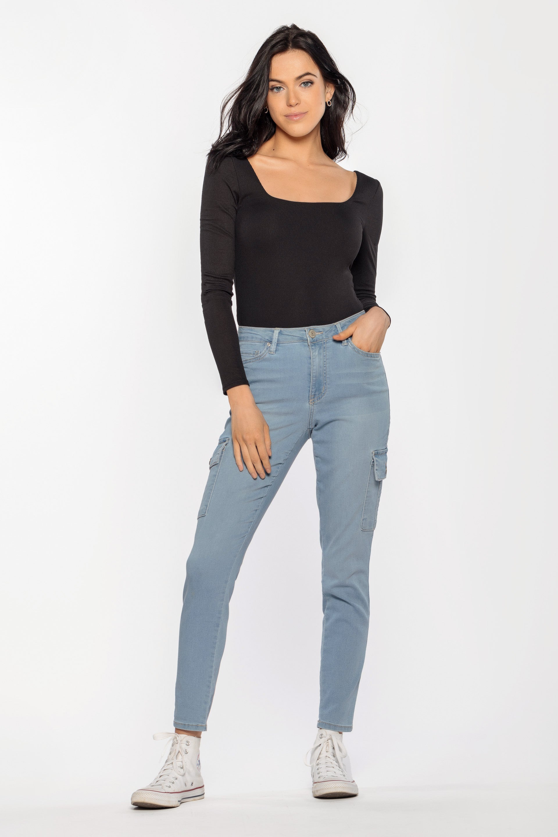 YMI Light Wash Skinny Cargo
