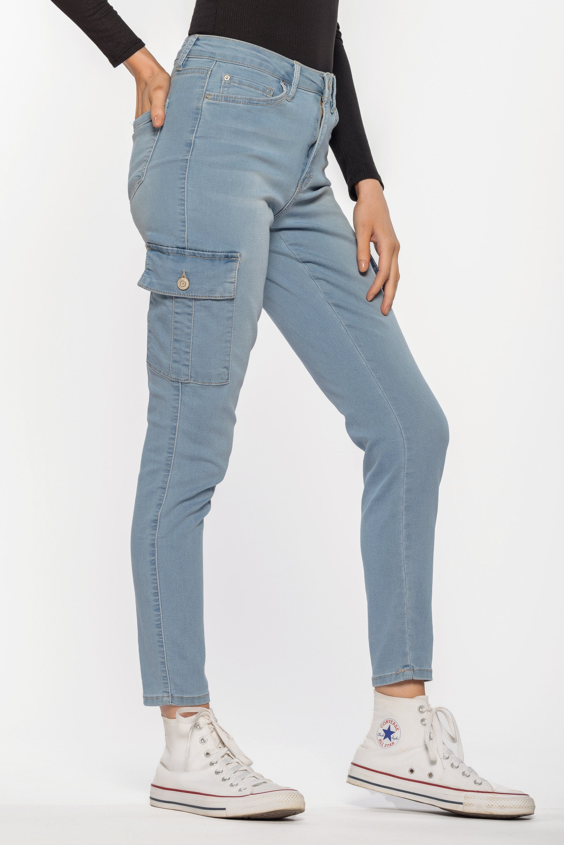 YMI Light Wash Skinny Cargo