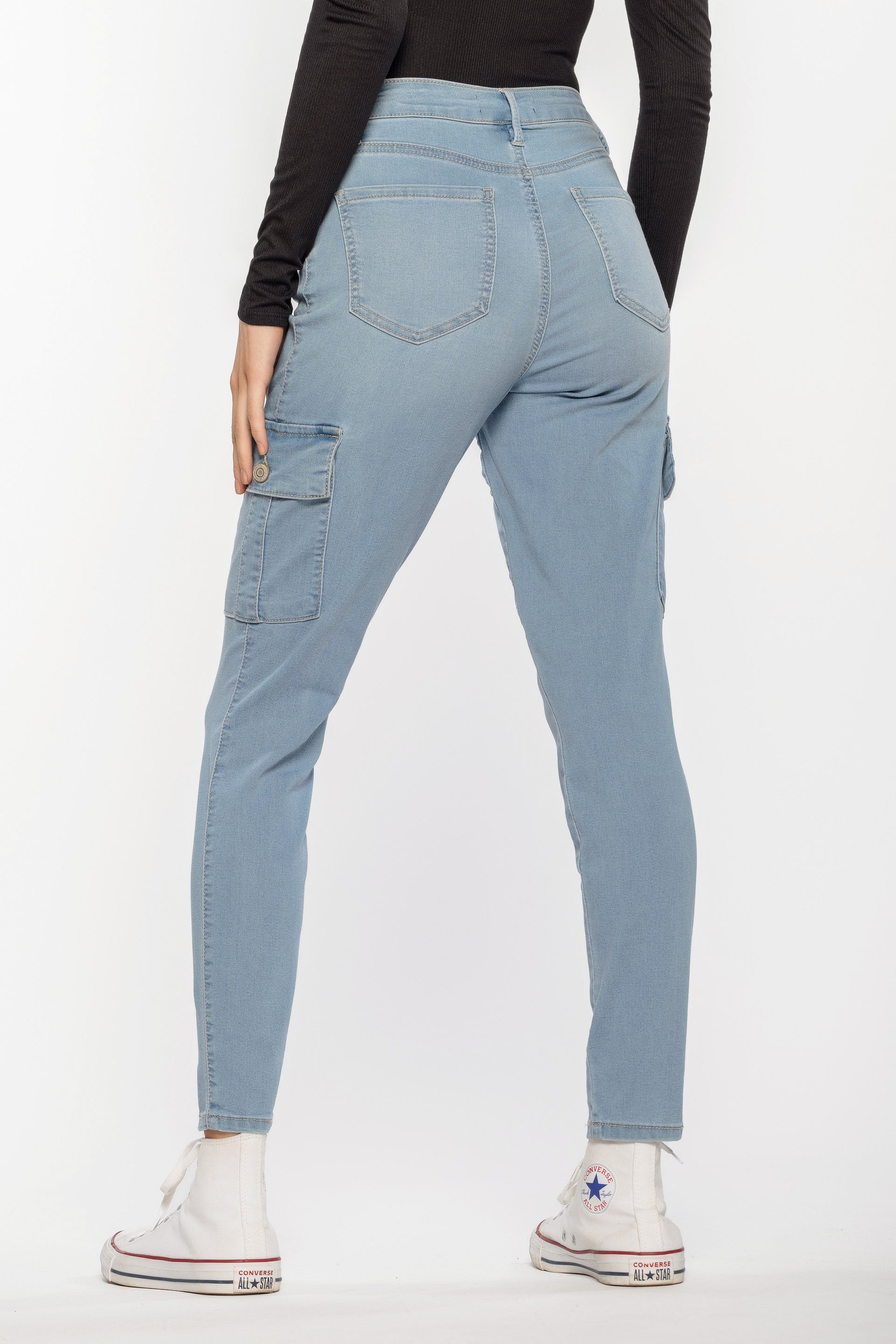 YMI Light Wash Skinny Cargo
