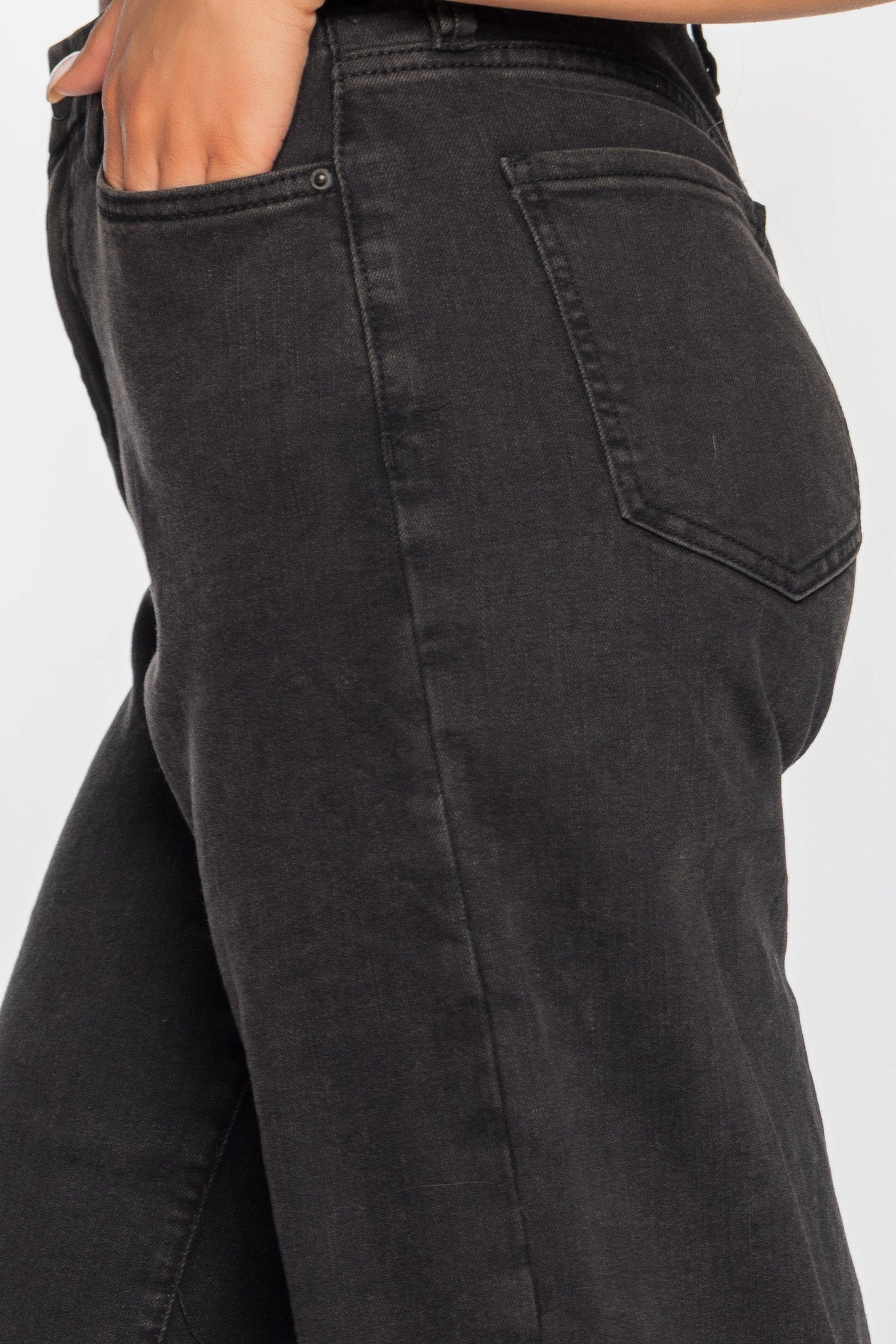 YMI Black Curvy Fit Ultra-High-Rise Wide-Leg Jean