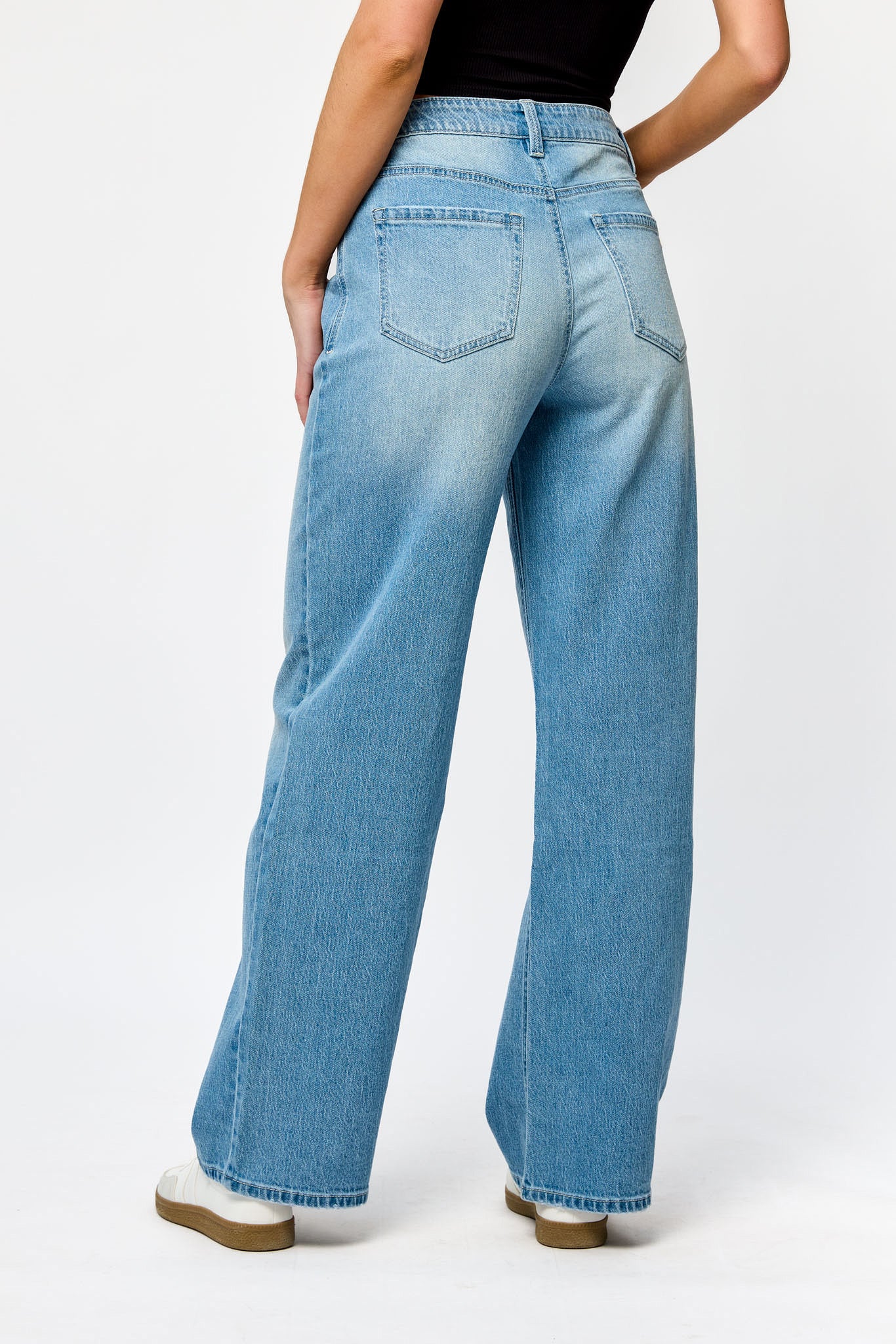 Jean WallFlower à jambe large et taille haute délavé Isodora Insta-Vintage