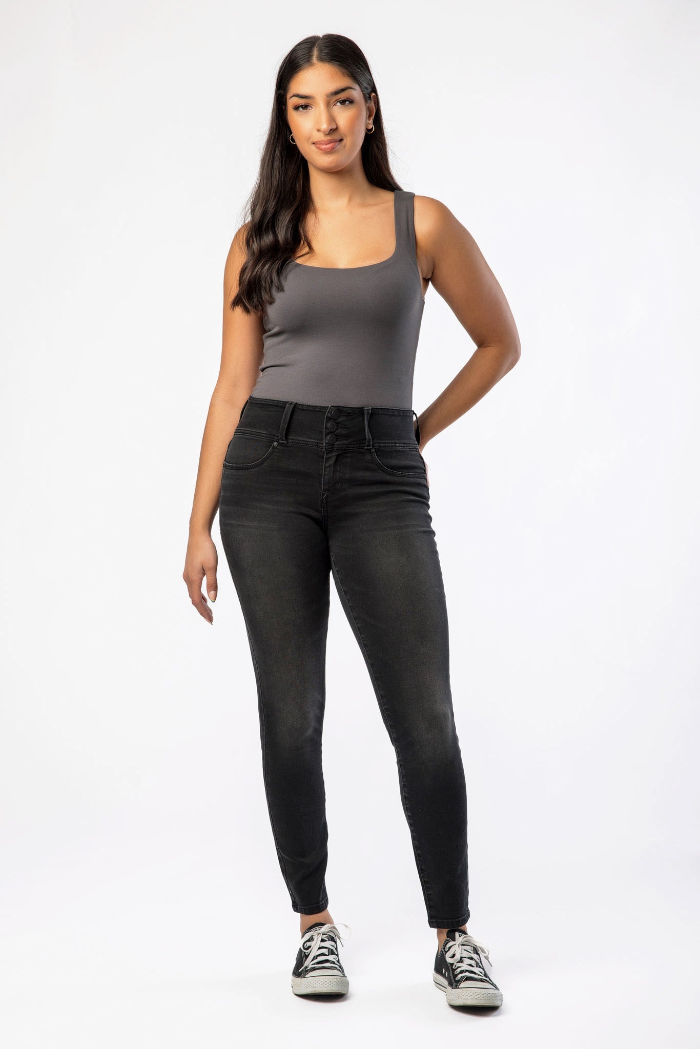 Jean WallFlower Insta-Soft skinny taille haute en fini Une
