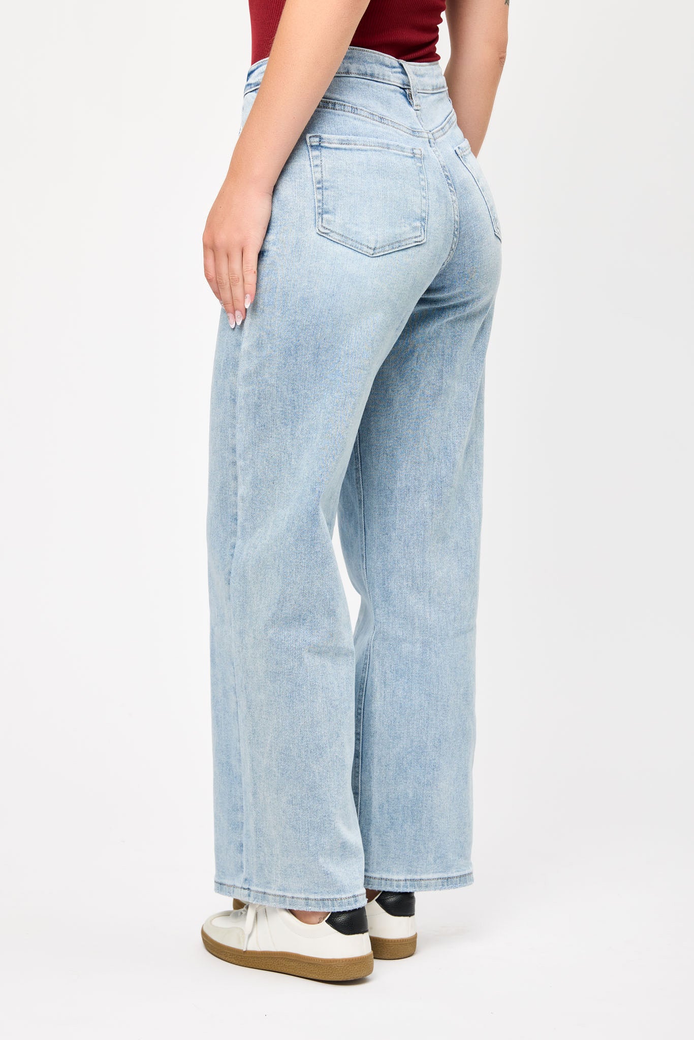 Tattoo Light Wash High-Rise Wide Leg Jean