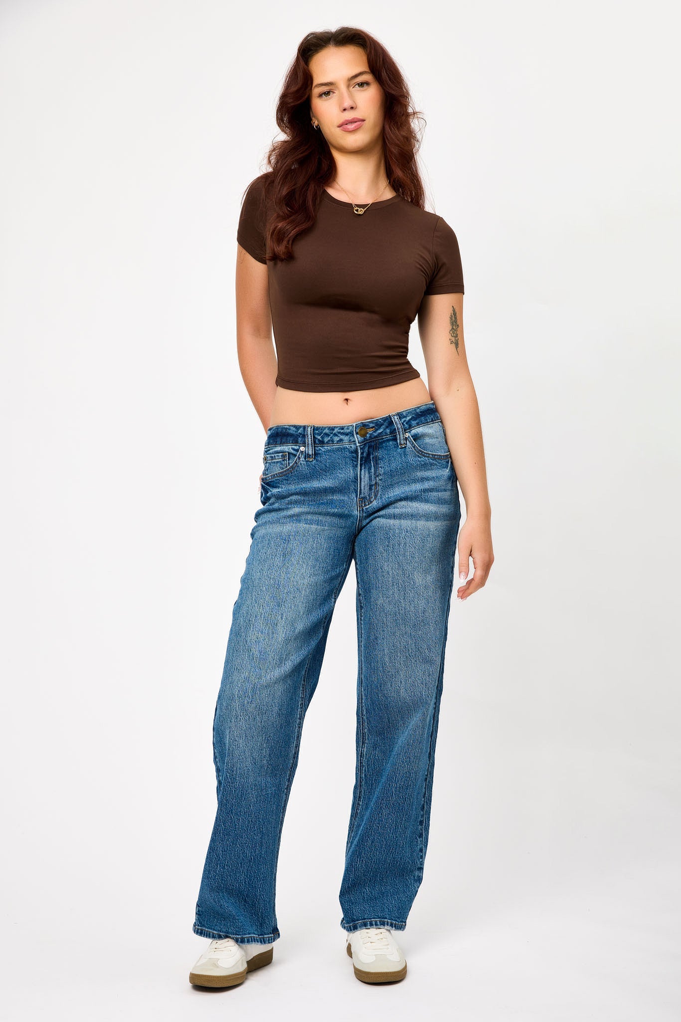 Tattoo Mid-Wash Low-Rise Wide-Leg Jean