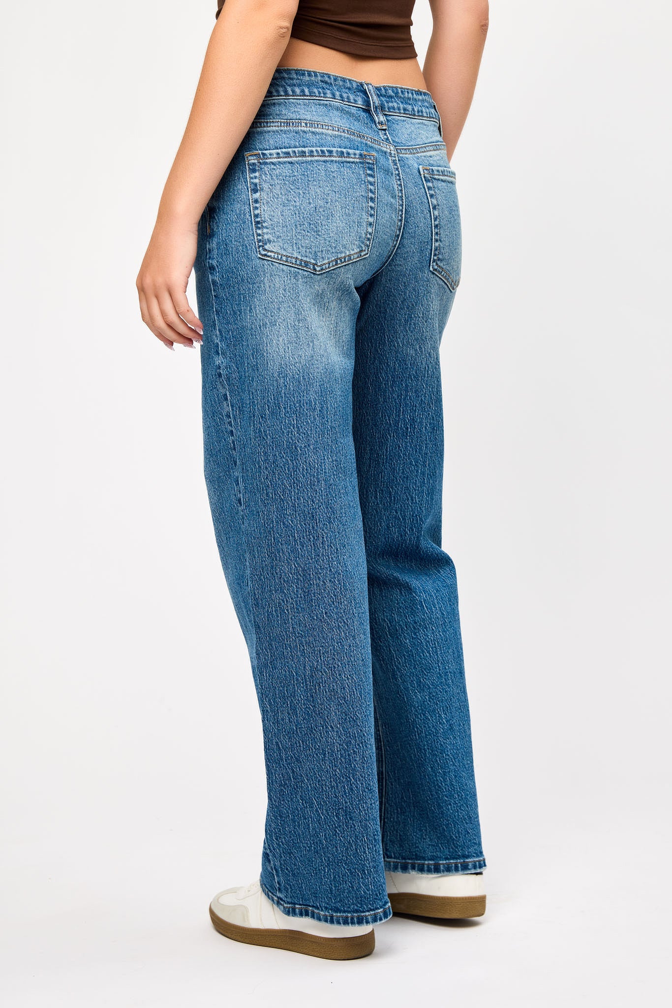 Tattoo Mid-Wash Low-Rise Wide-Leg Jean