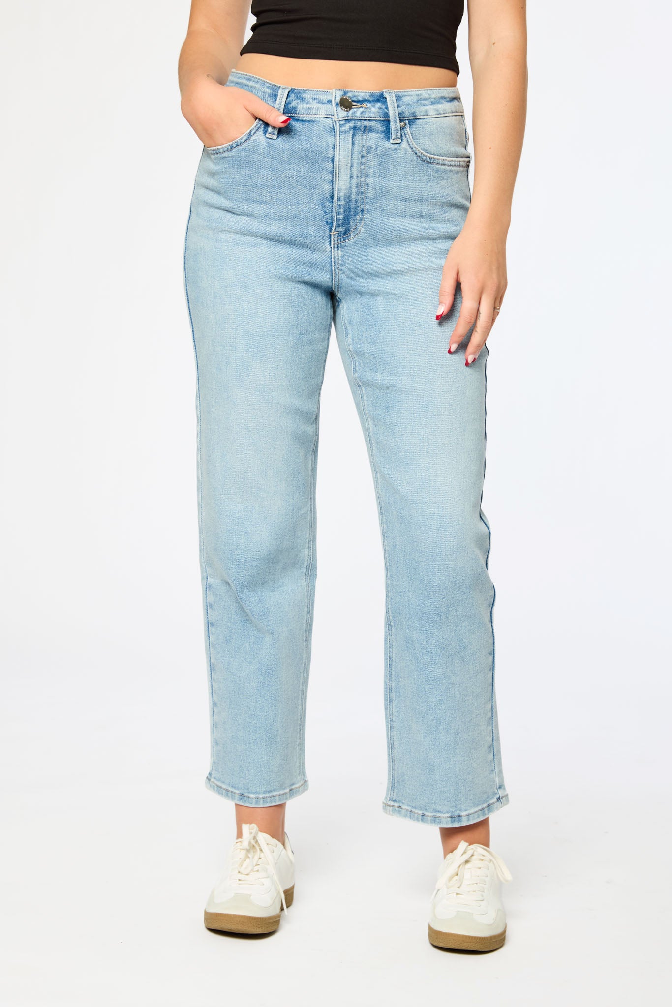 Tattoo Mid-Wash High-Rise Cropped Jean