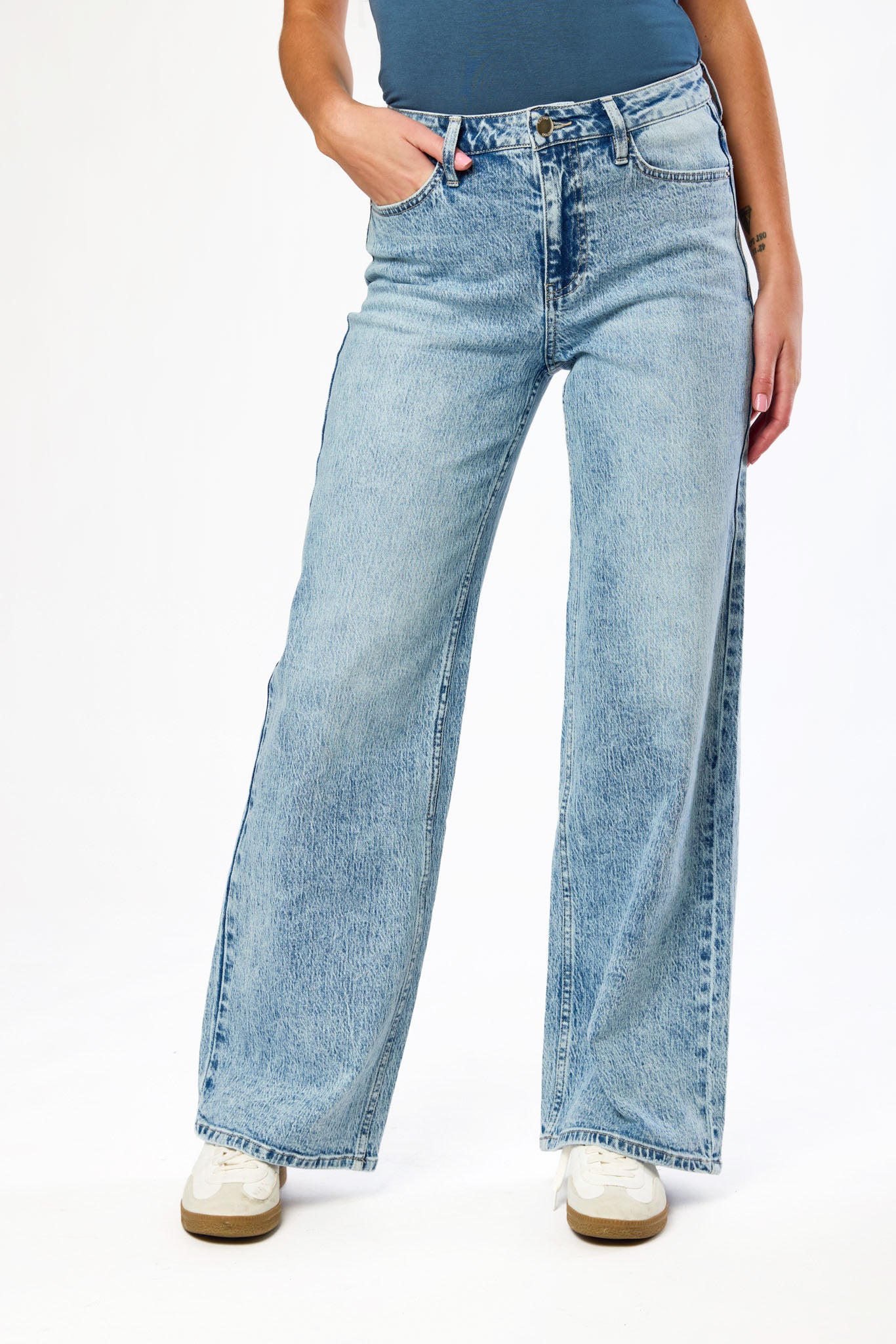 Tattoo Acid Wash High-Rise Wide-Leg Jean