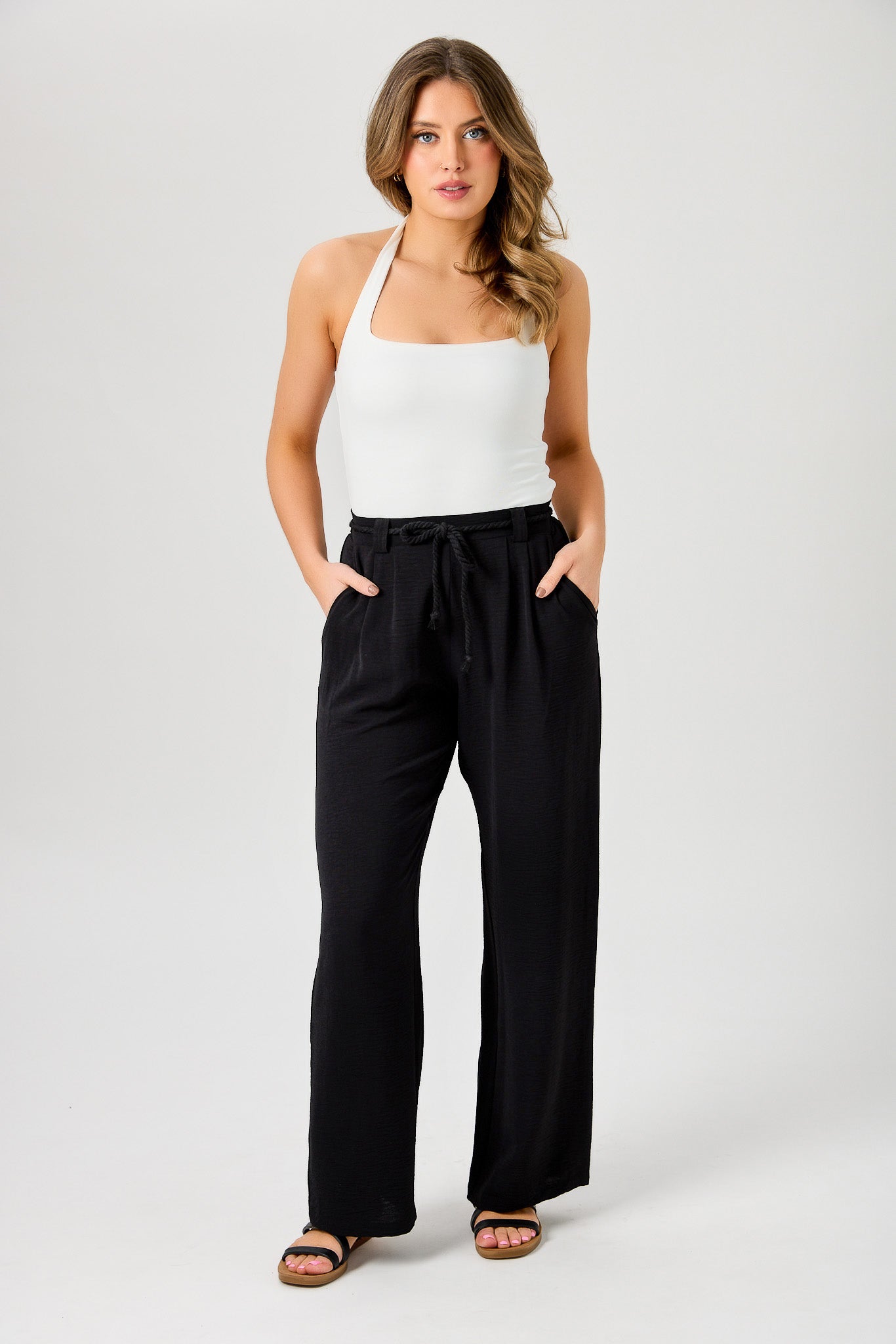 Airflow Wide-Leg Pants with Rope Belt – Eclipse