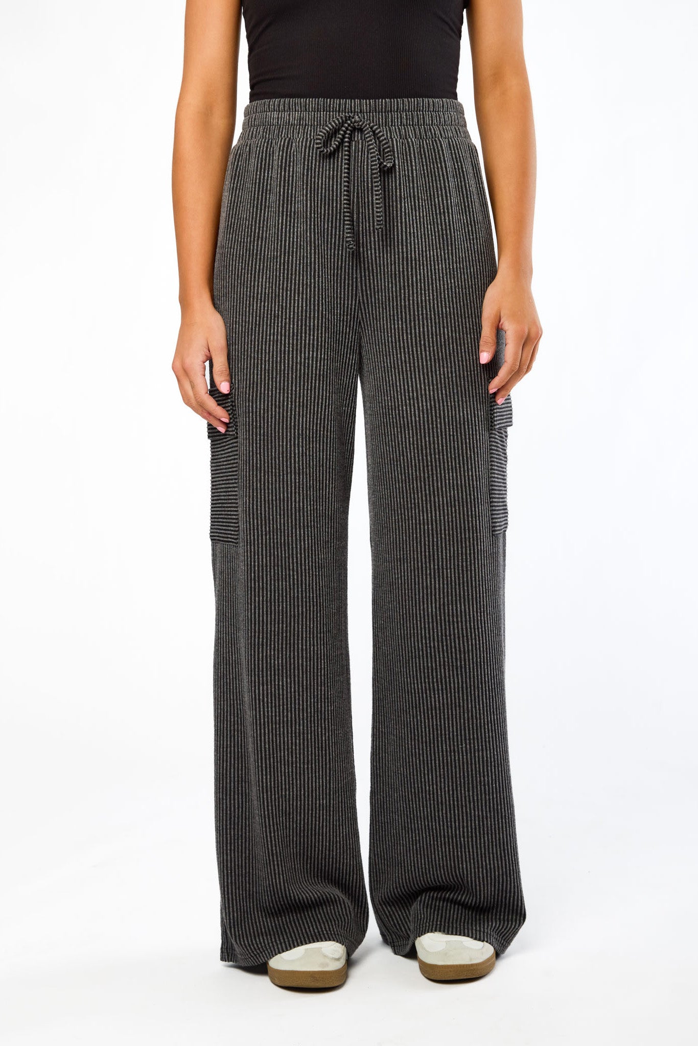 Cozy Rib Wide-Leg Cargo Pant