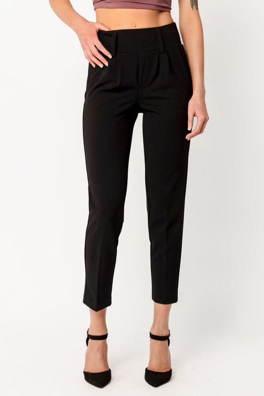 Knit Crepe Wide Waistband Trouser