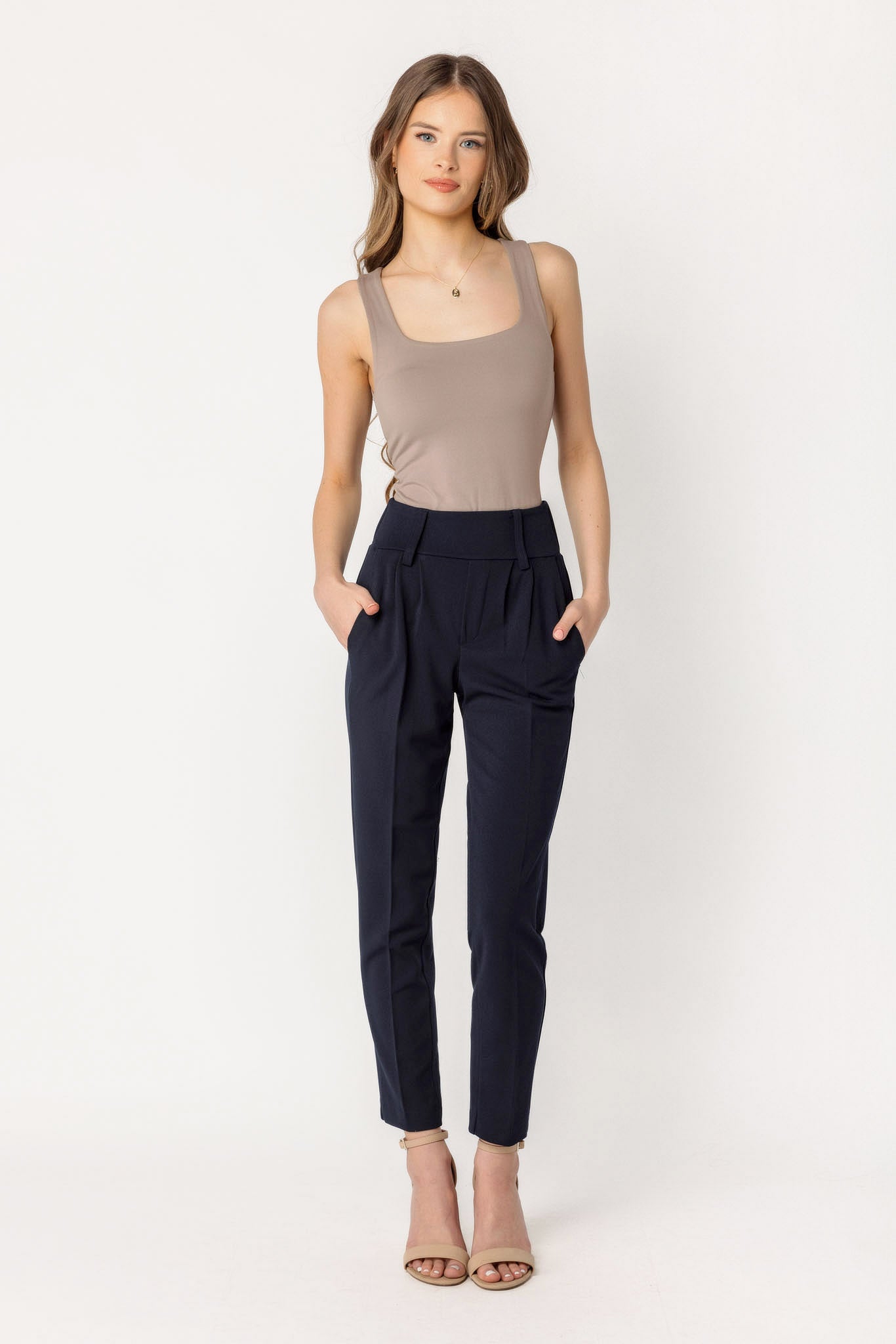 Knit Crepe Wide Waistband Trouser
