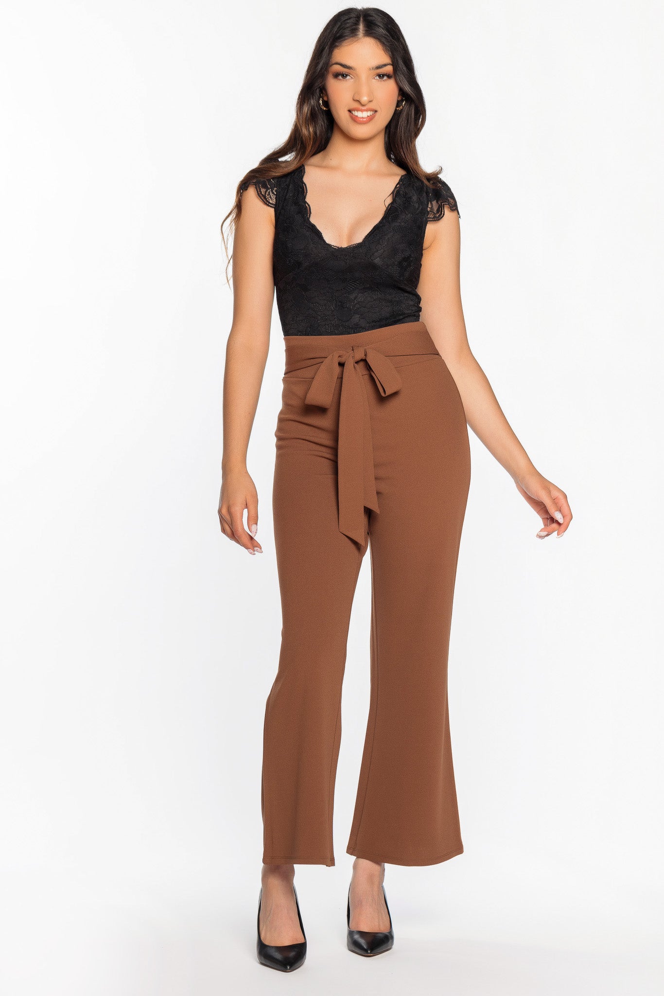 Scuba Crepe Pant with Tie-Belt - Short Inseam