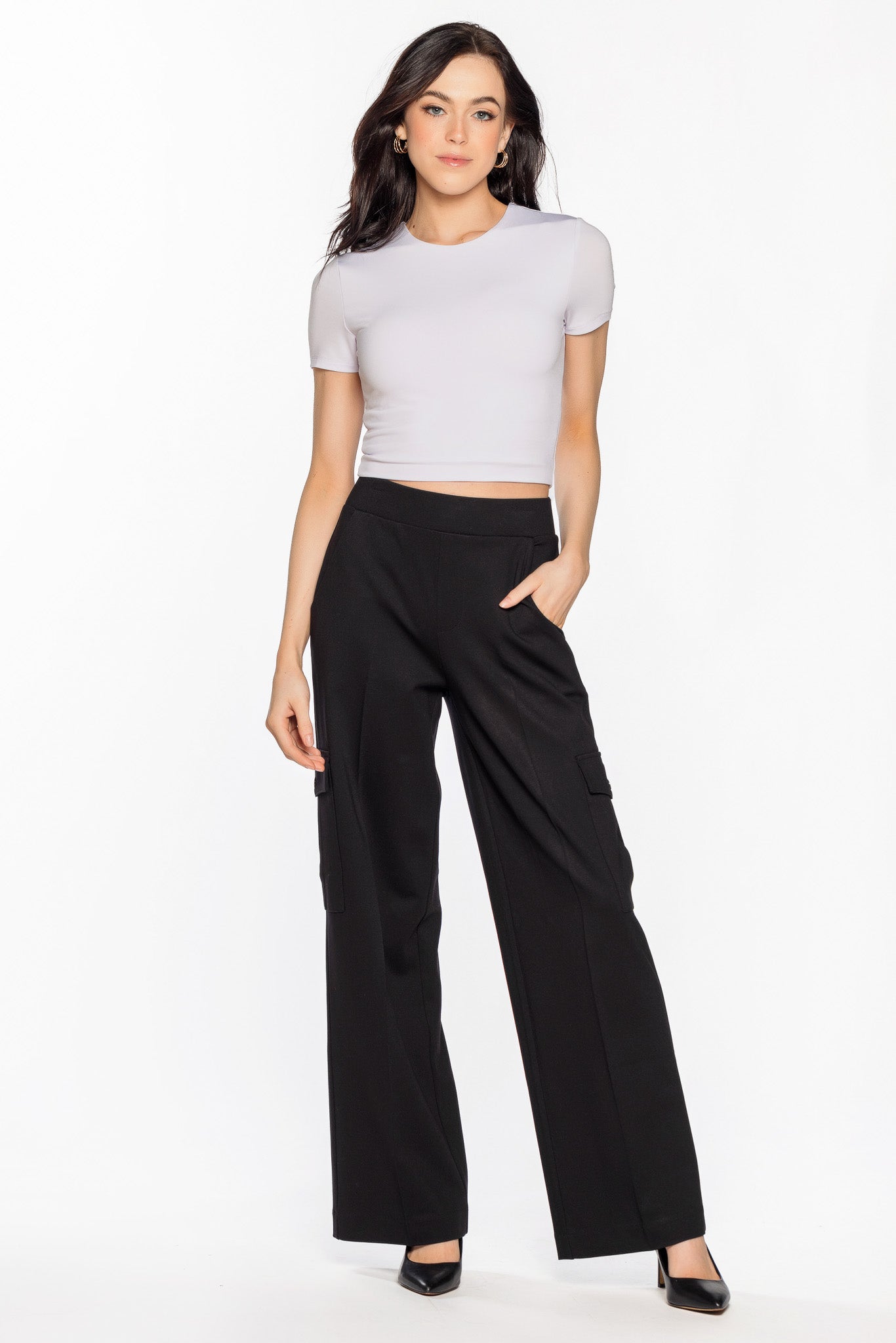 High-Rise Wide Leg Pant with Cargo Pockets