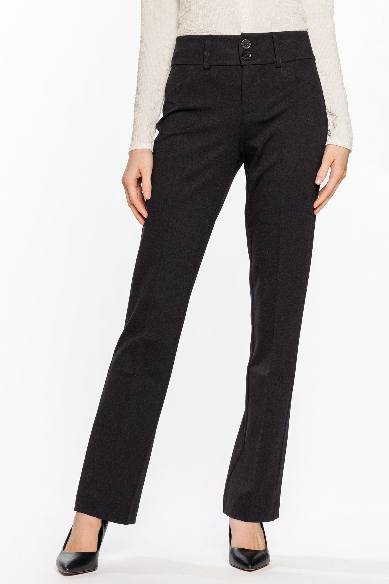 Pantalon semi-évasé avec taille mi-haute