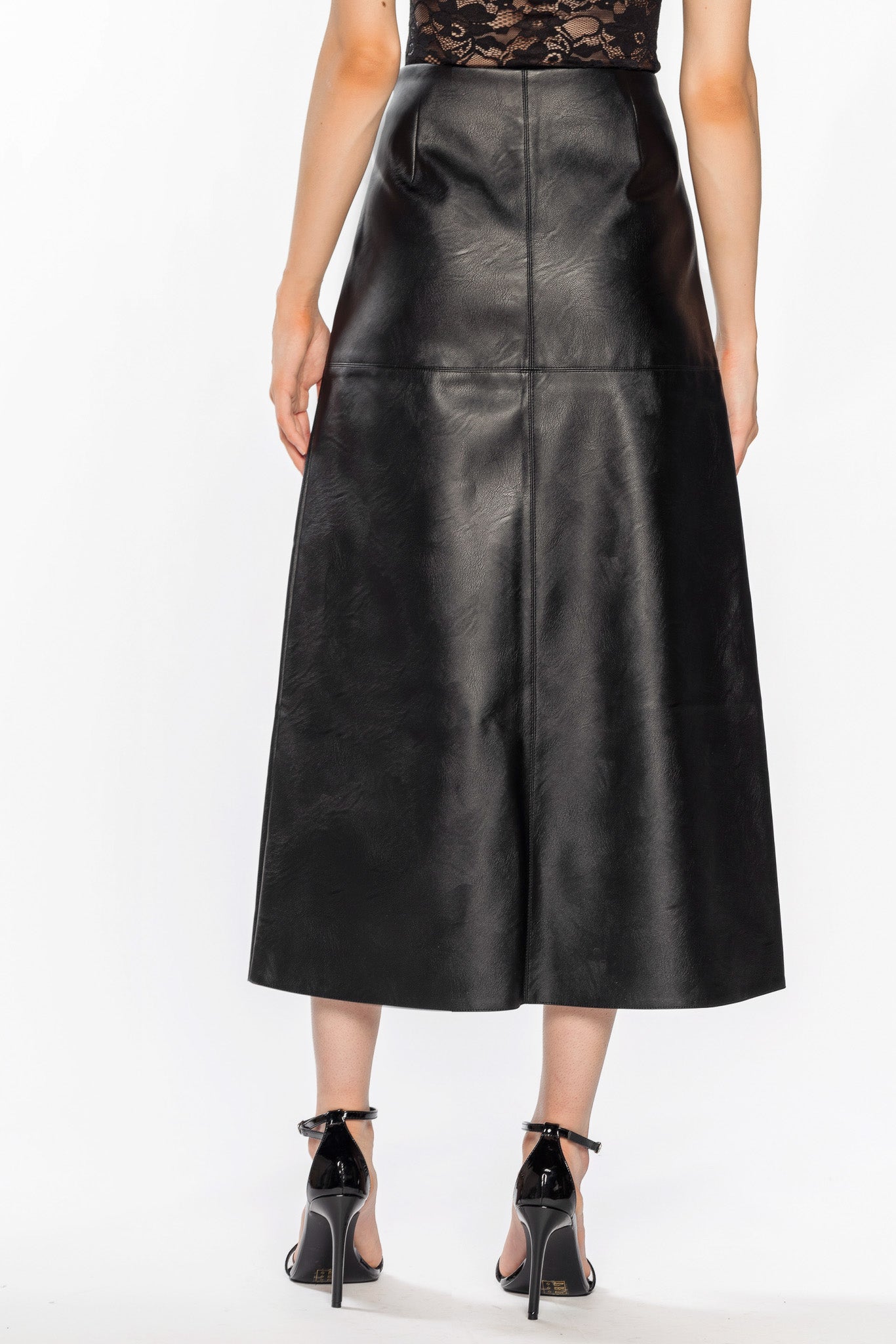 Jupe midi faux cuir