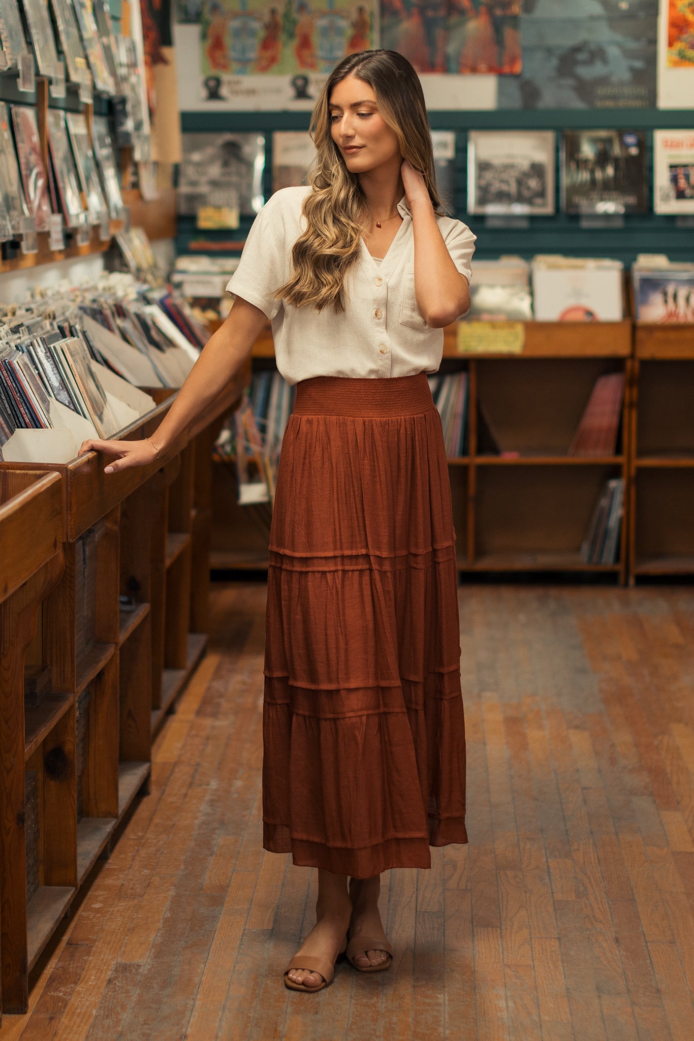Gauze Tiered Maxi Skirt