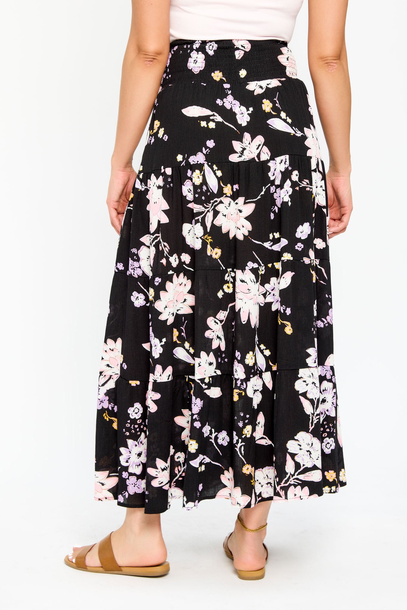 Smocked Waist Maxi Tiered Skirt
