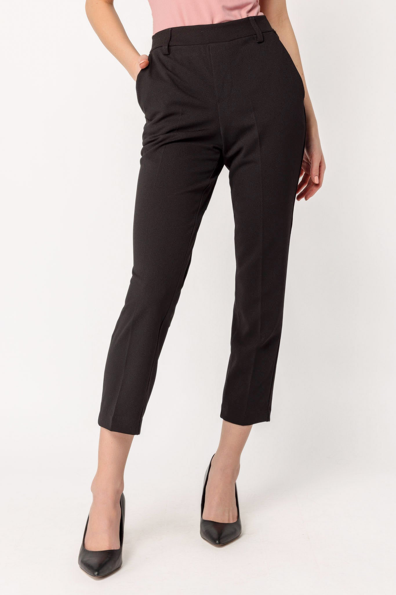 Pantalon écourté en tricot crêpe