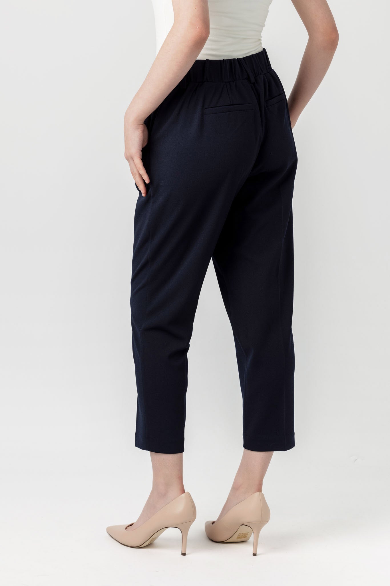 Pantalon écourté en tricot crêpe