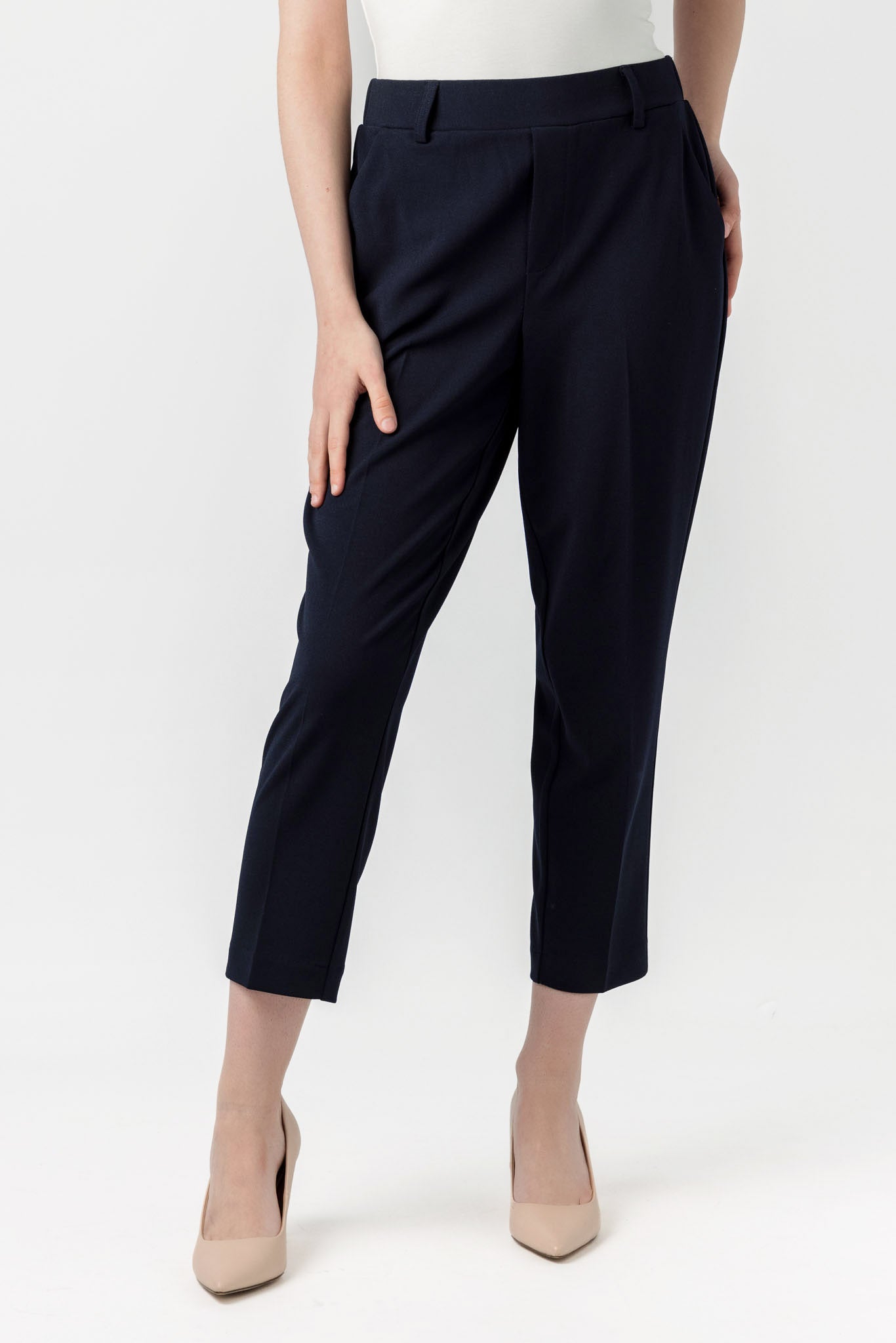 Pantalon écourté en tricot crêpe