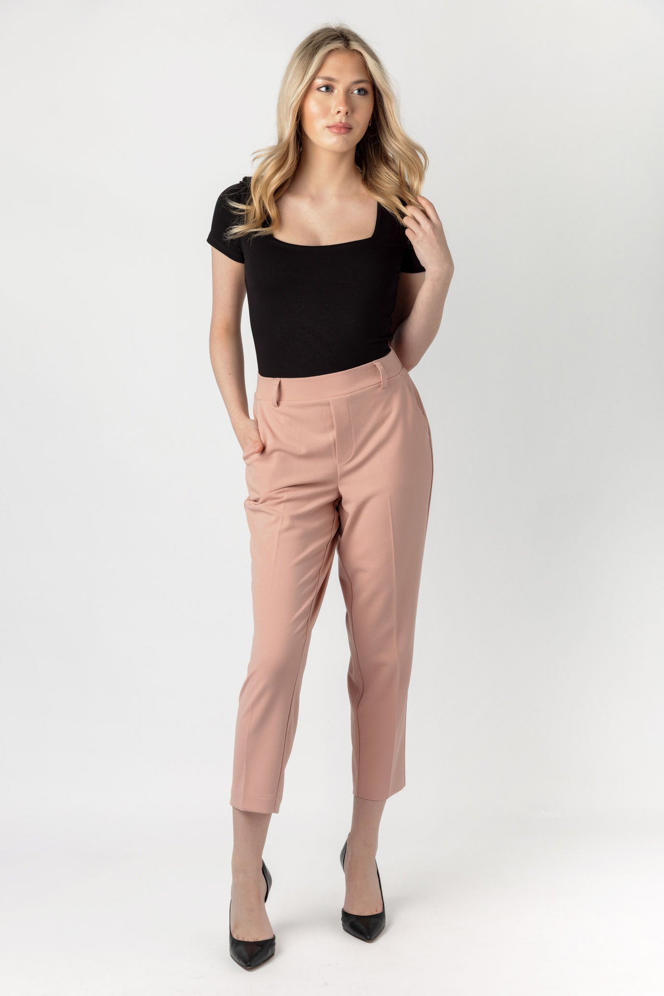 Pantalon écourté en tricot crêpe