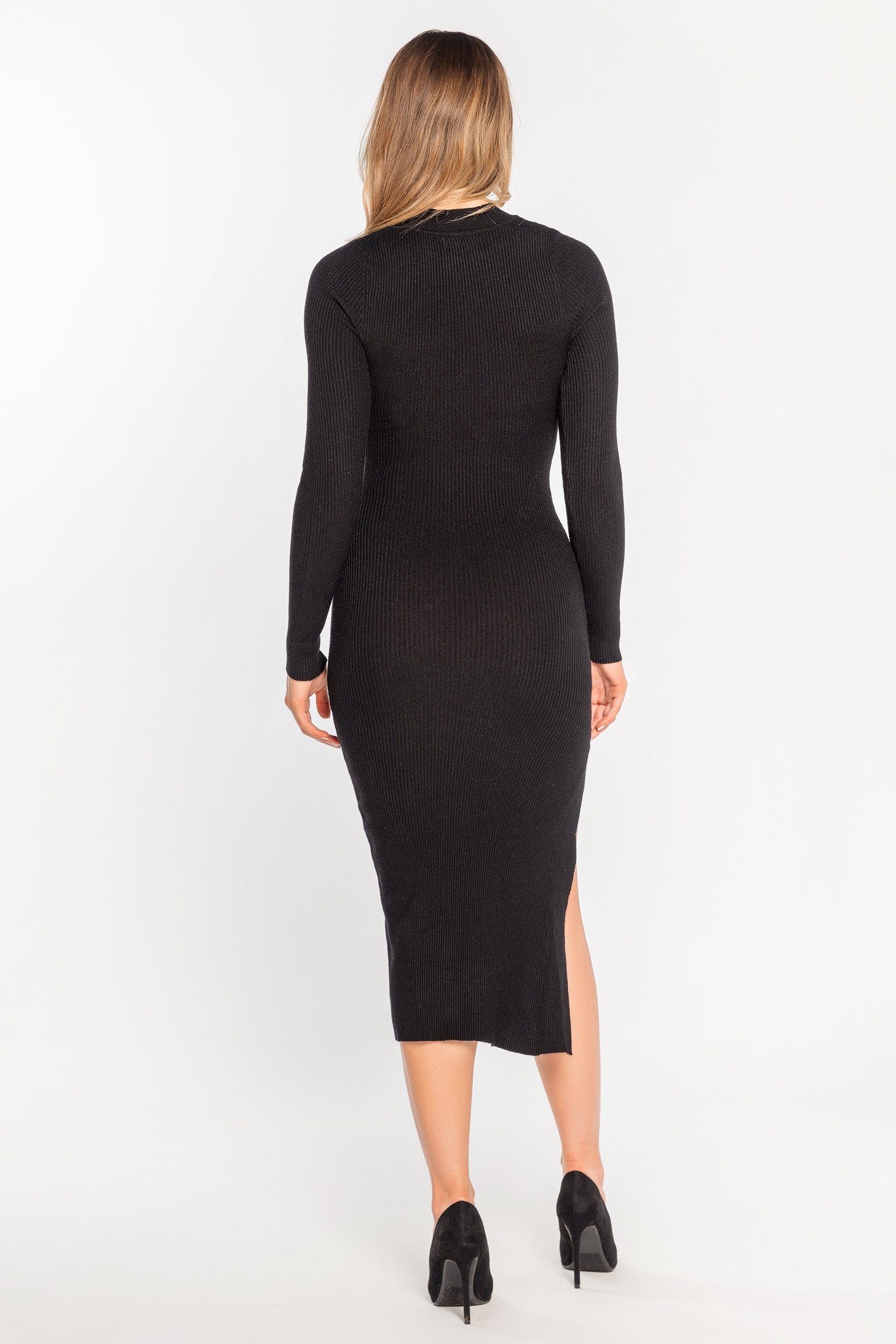 Mock neck long on sale sleeve midi dress