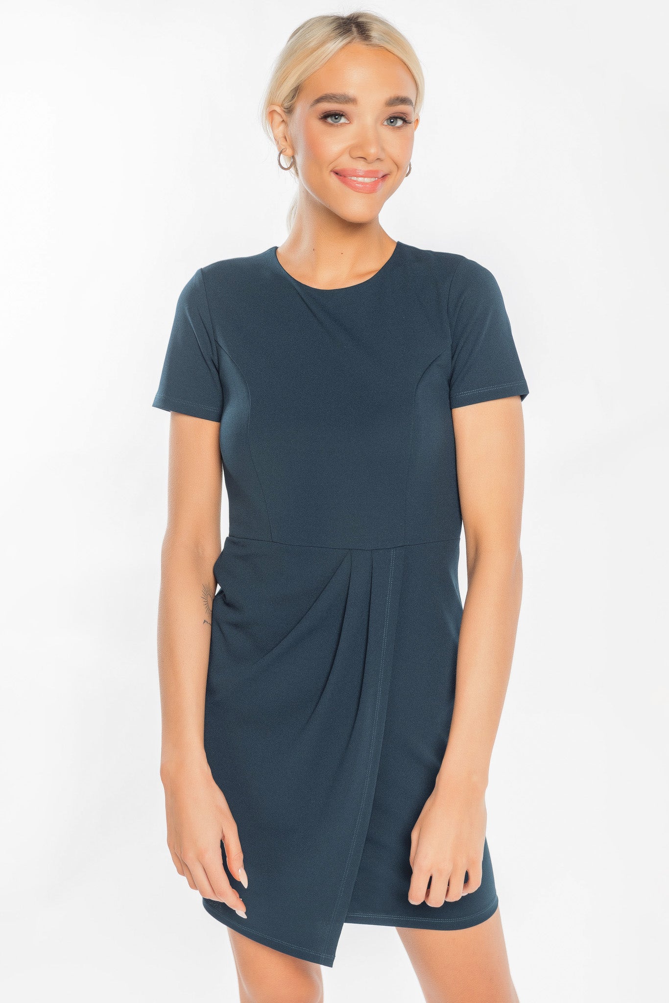 Scuba Crepe Short Sleeve Dress
