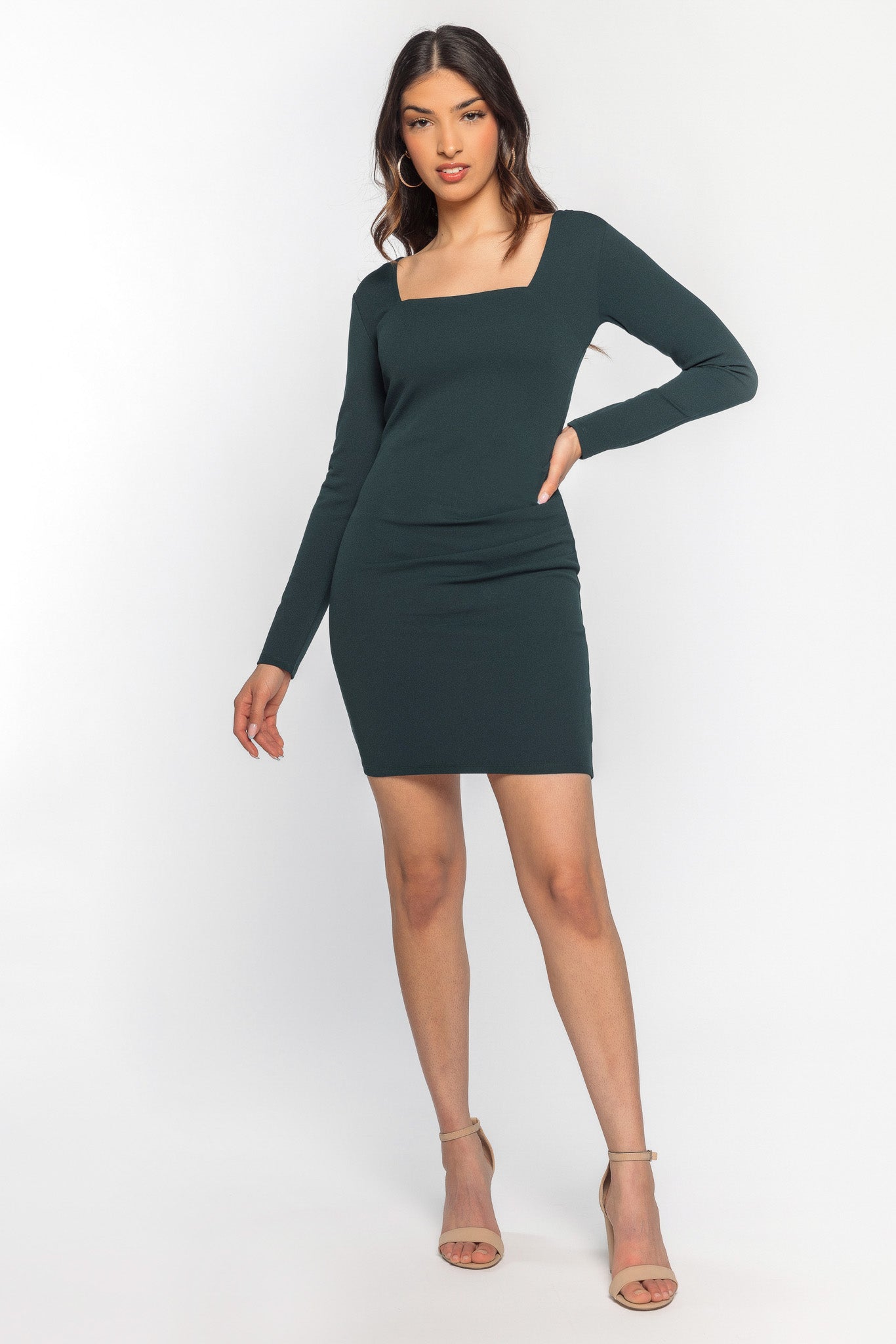 Scuba Crepe Long Sleeve Dress