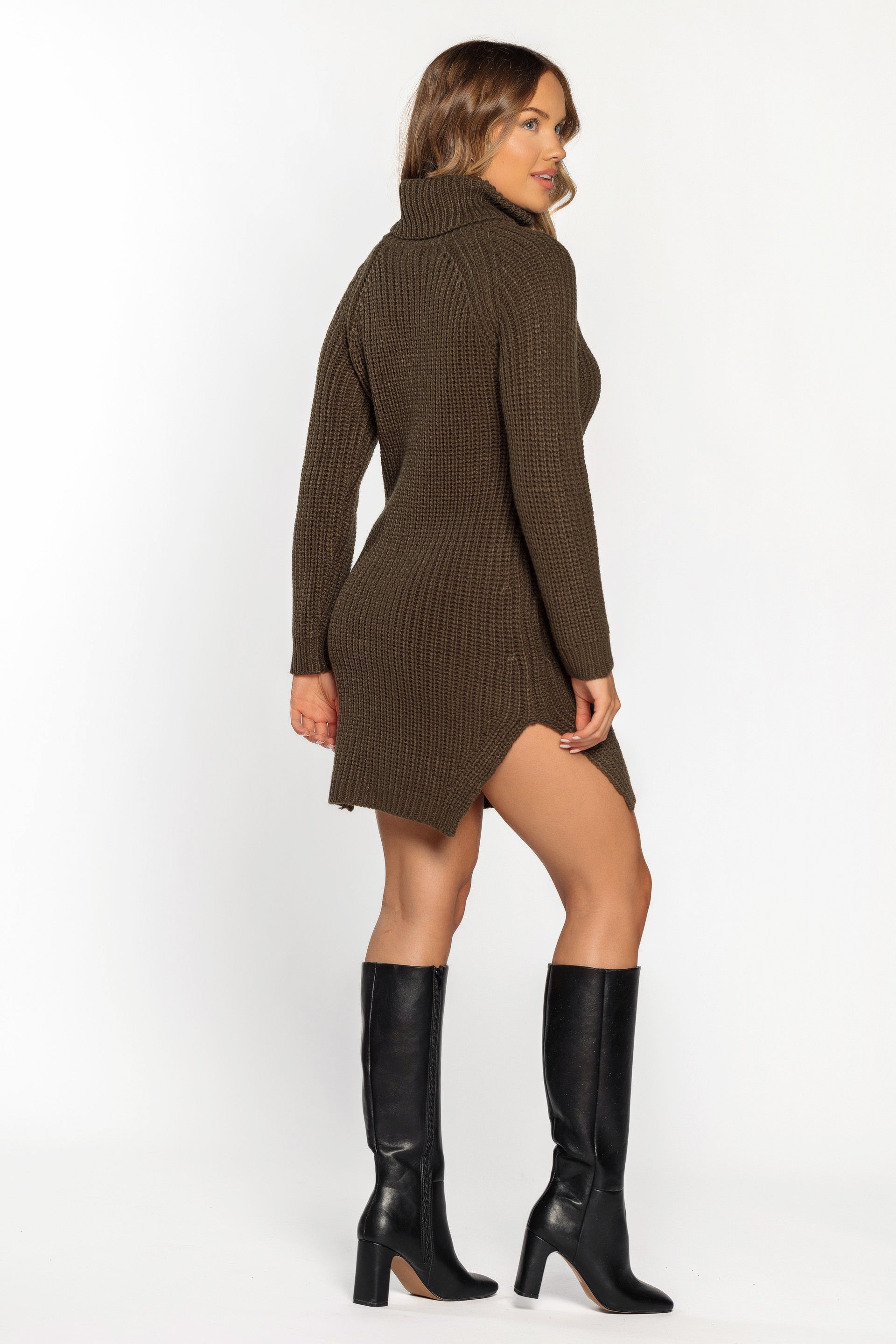 Chunky Knit Turtleneck Dress