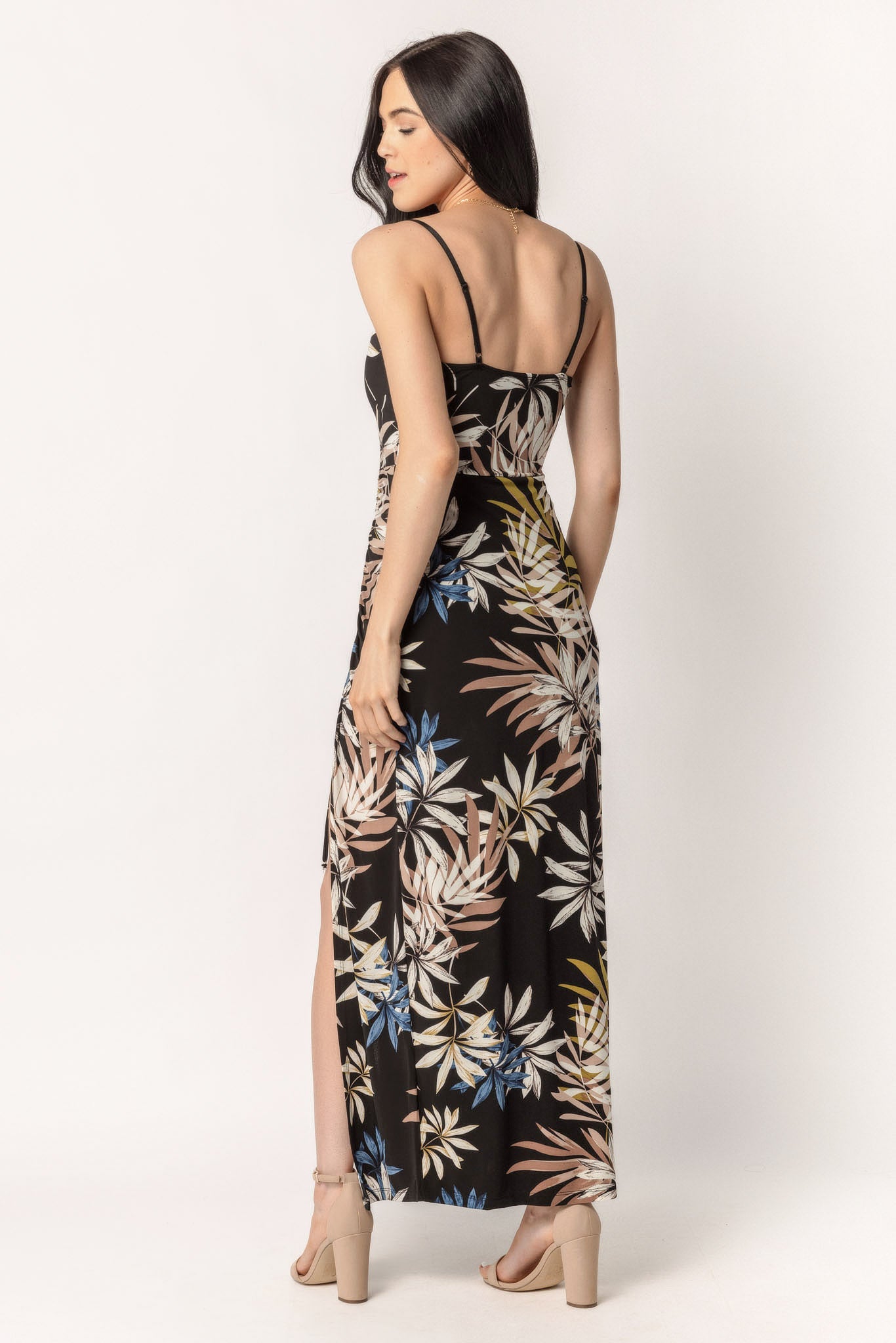 Tropical Maxi Dress with Side Slit