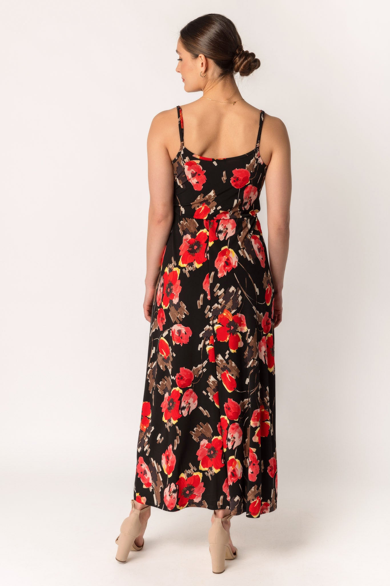 Paintbrush  Floral Crossover Maxi Dress with Side Tie