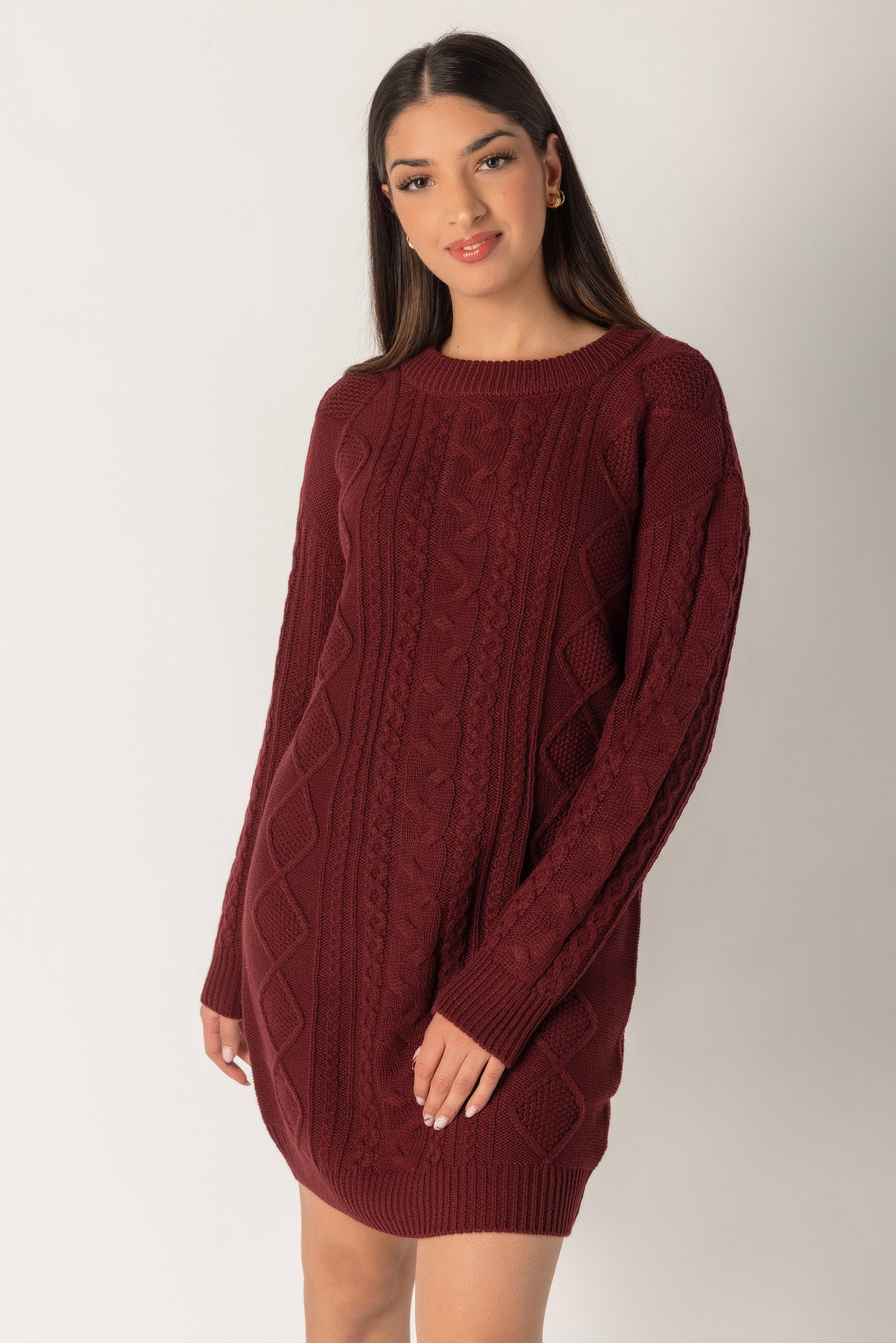 Robe chandail en tricot torsadé