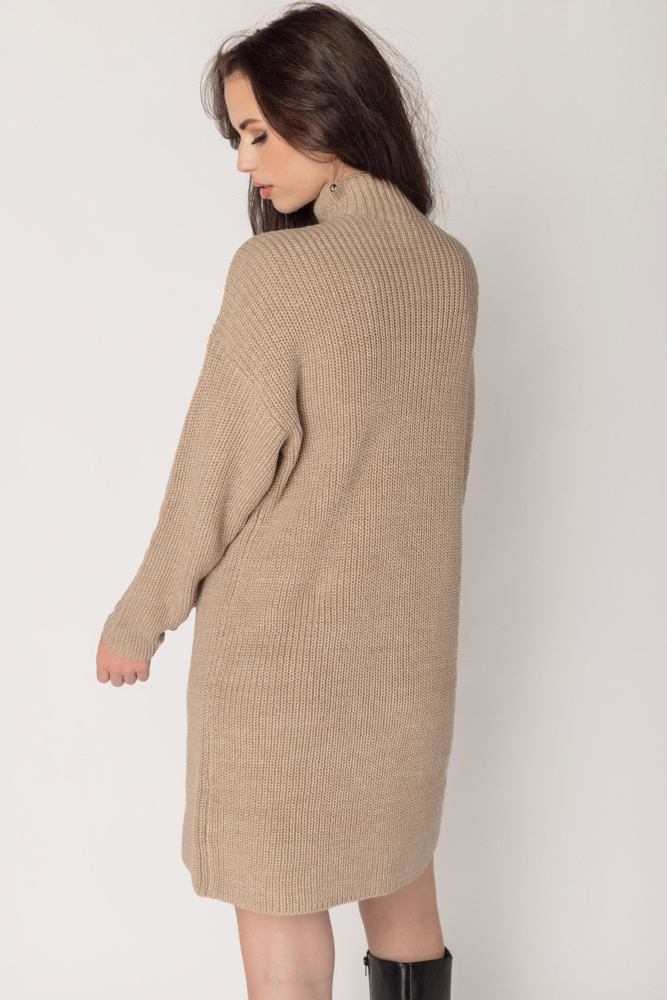Quarter Zip Long Sleeve Sweater Dress