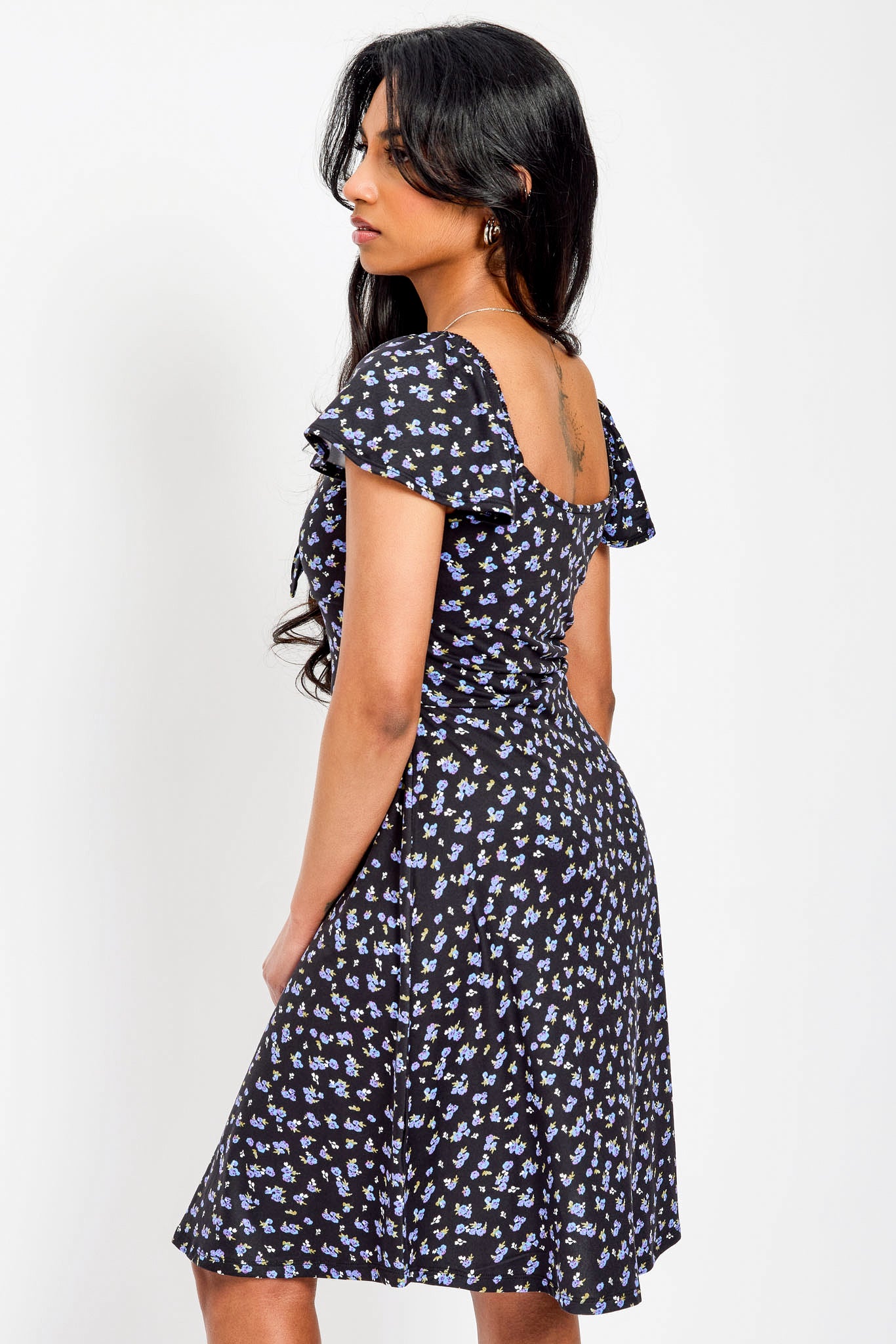 Ditsy-Print Skater Dress