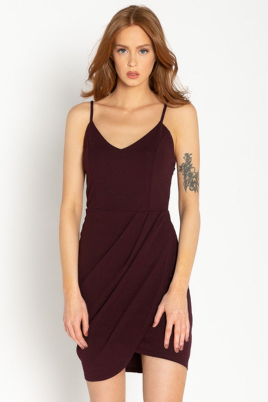 Spaghetti Strap V-Neck Dress with Crossover Skirt