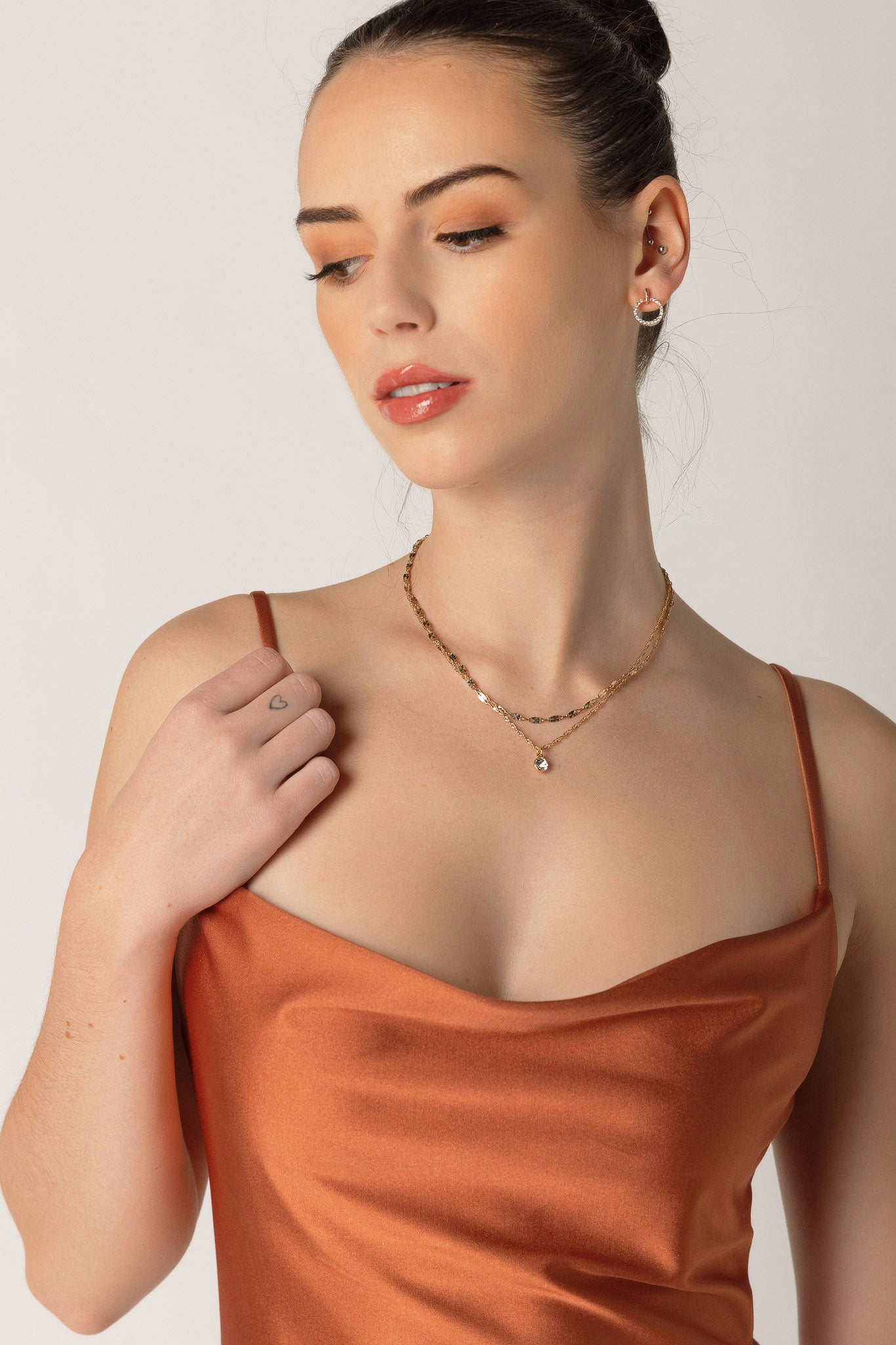 Stretch Satin Midi Slip Dress with Side Slit