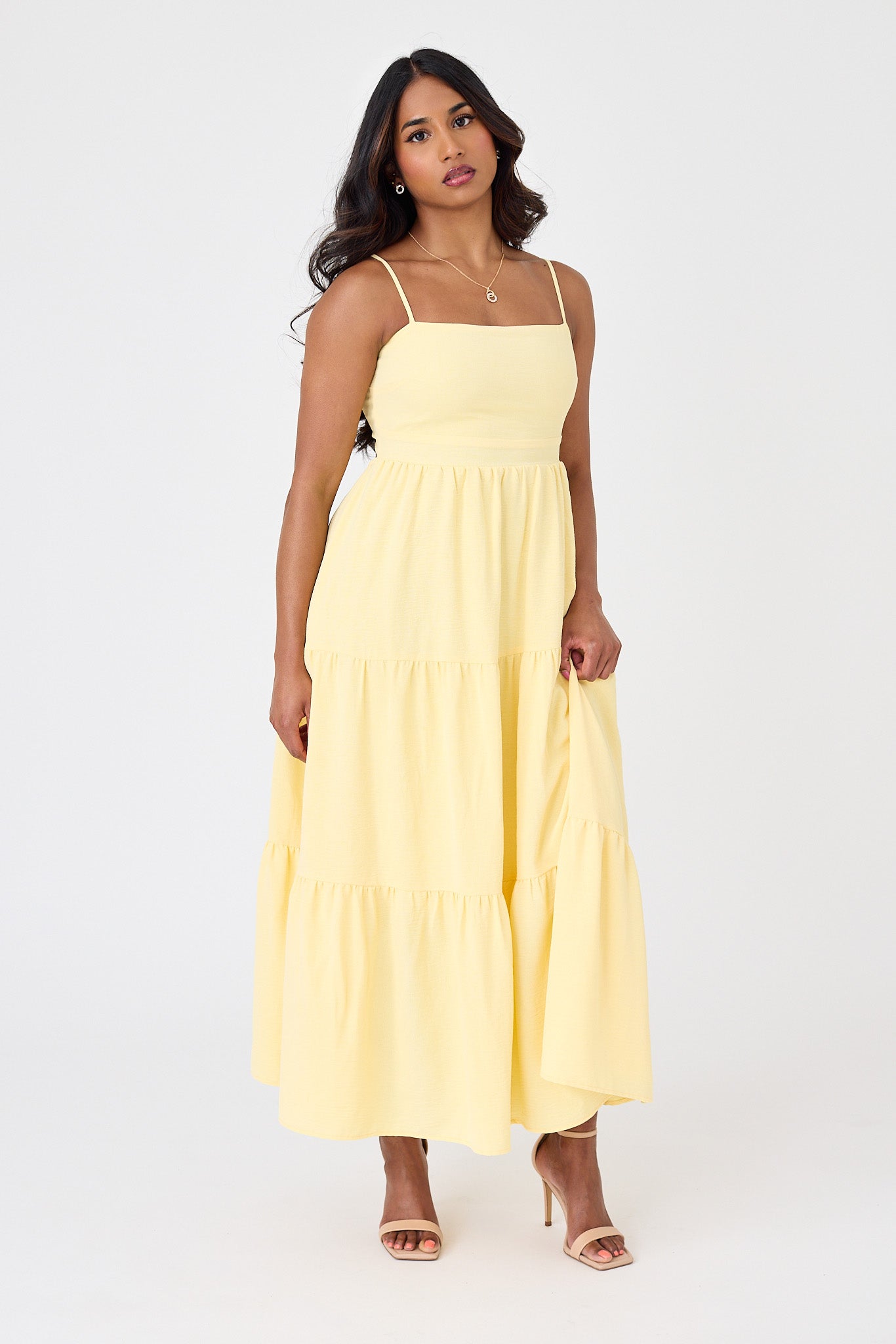 sleeveless tie back midi dress Brave+True Women's Turning Point Tie Waist Midi Dress - Blue