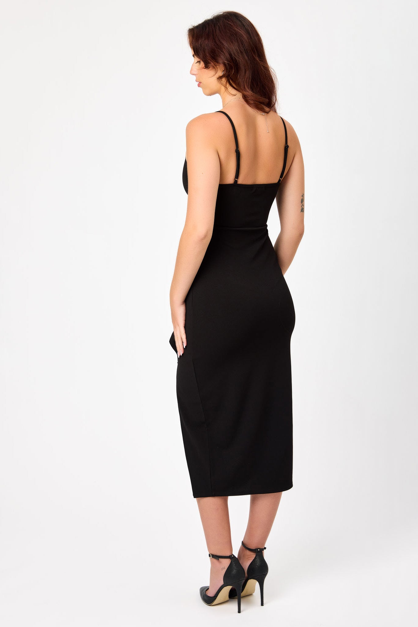 Ruffled V-Neck Midi Dress