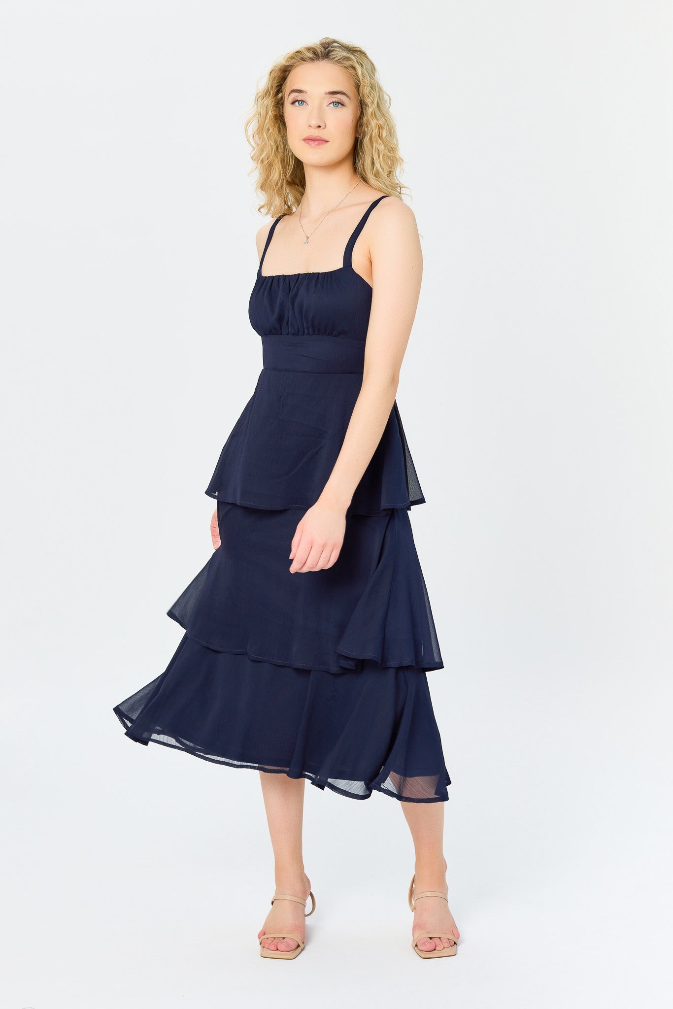 Multi-Layered Midi Dress with Tie-Back – Eclipse