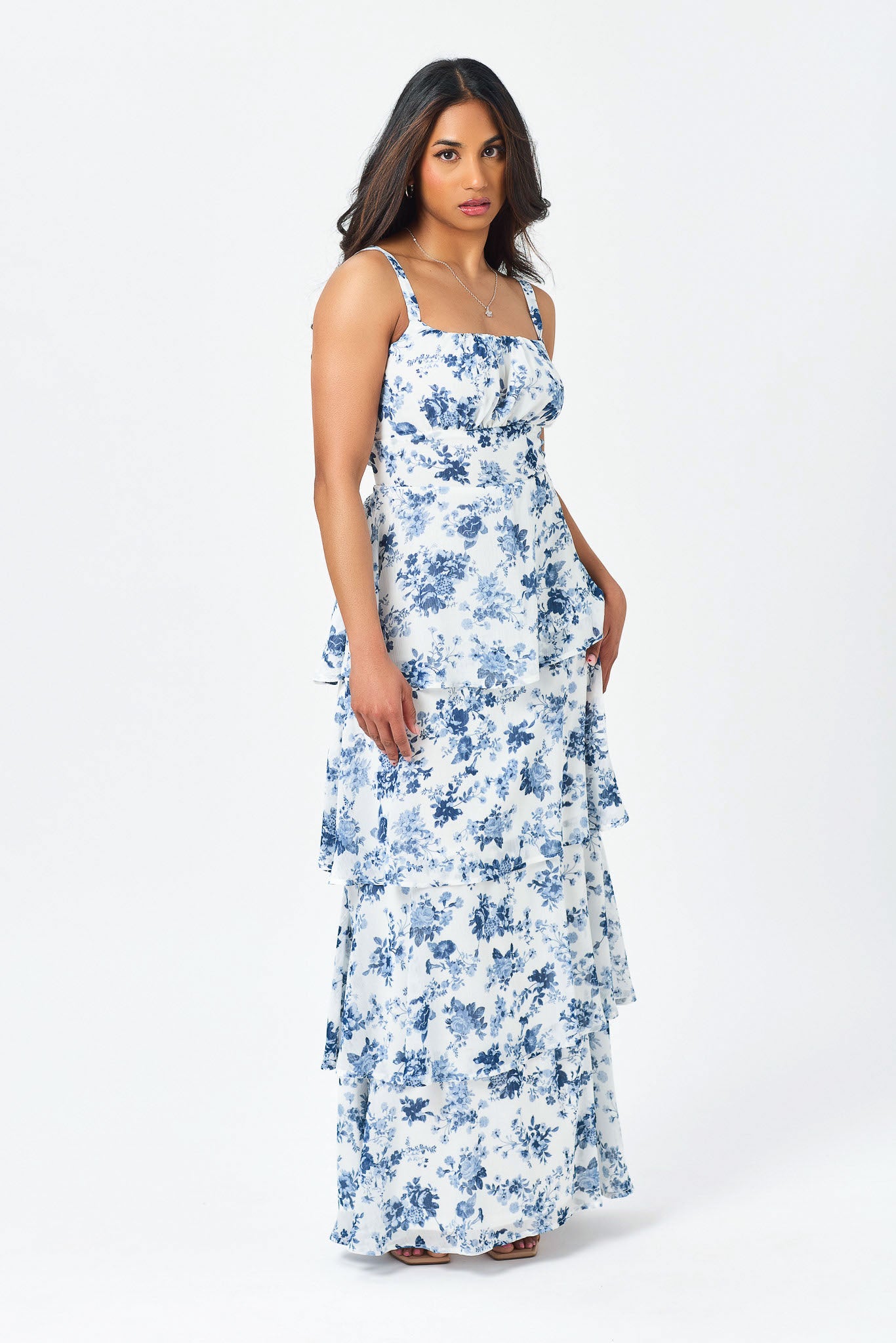 Floral Yoryu Emma Bust Multi-Layered Maxi Dress