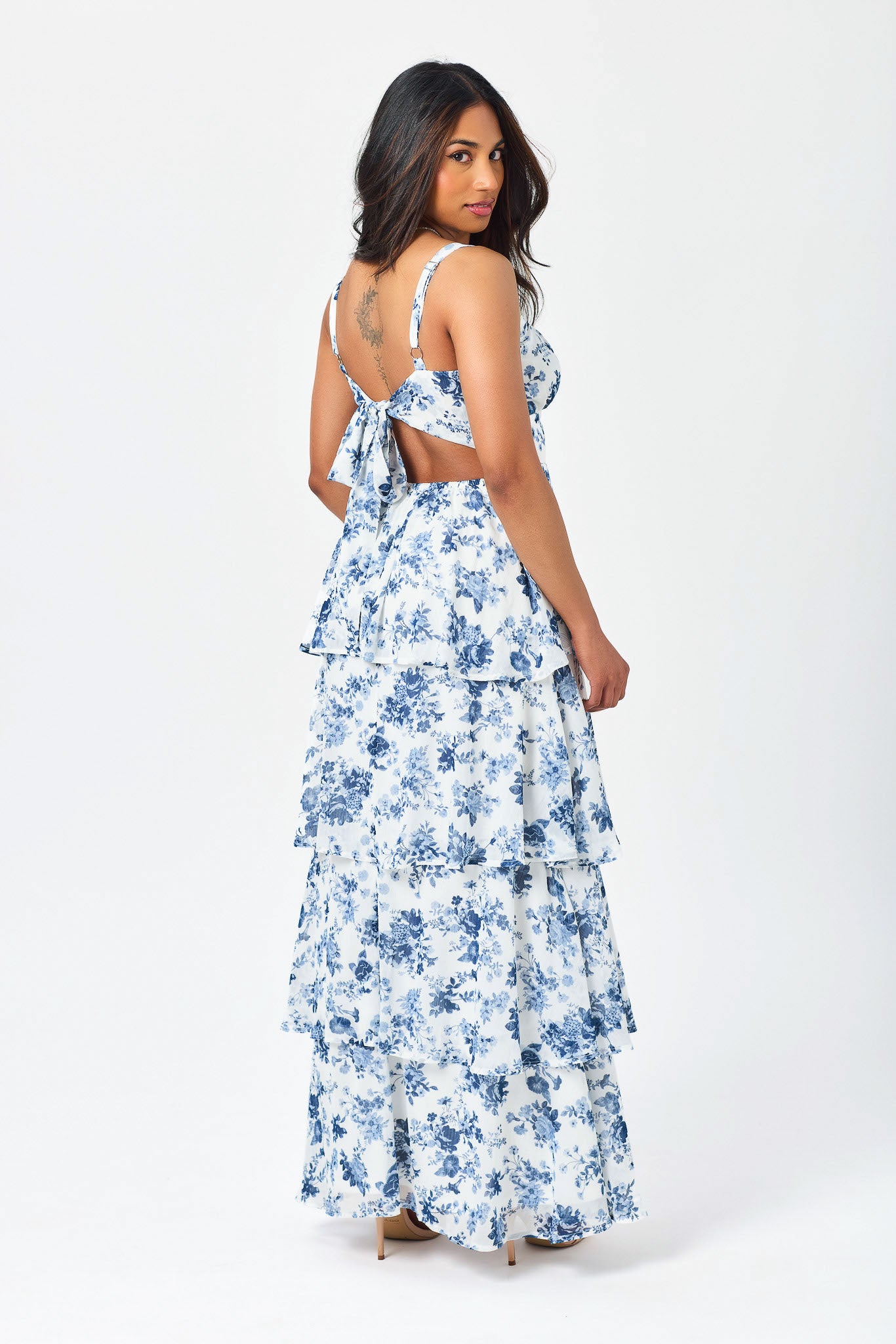 Floral Yoryu Emma Bust Multi-Layered Maxi Dress