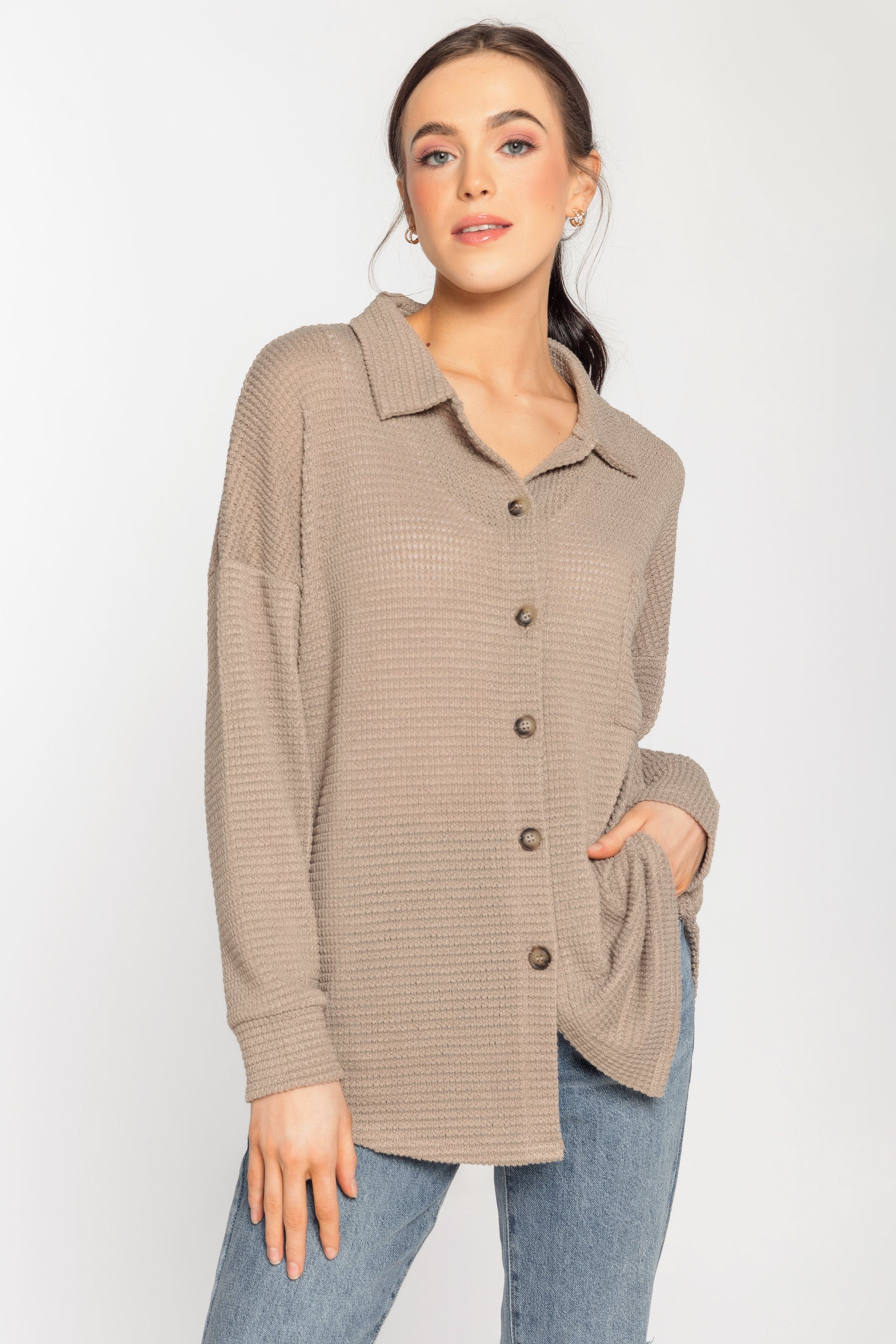 Chemise gaufrée manches longues