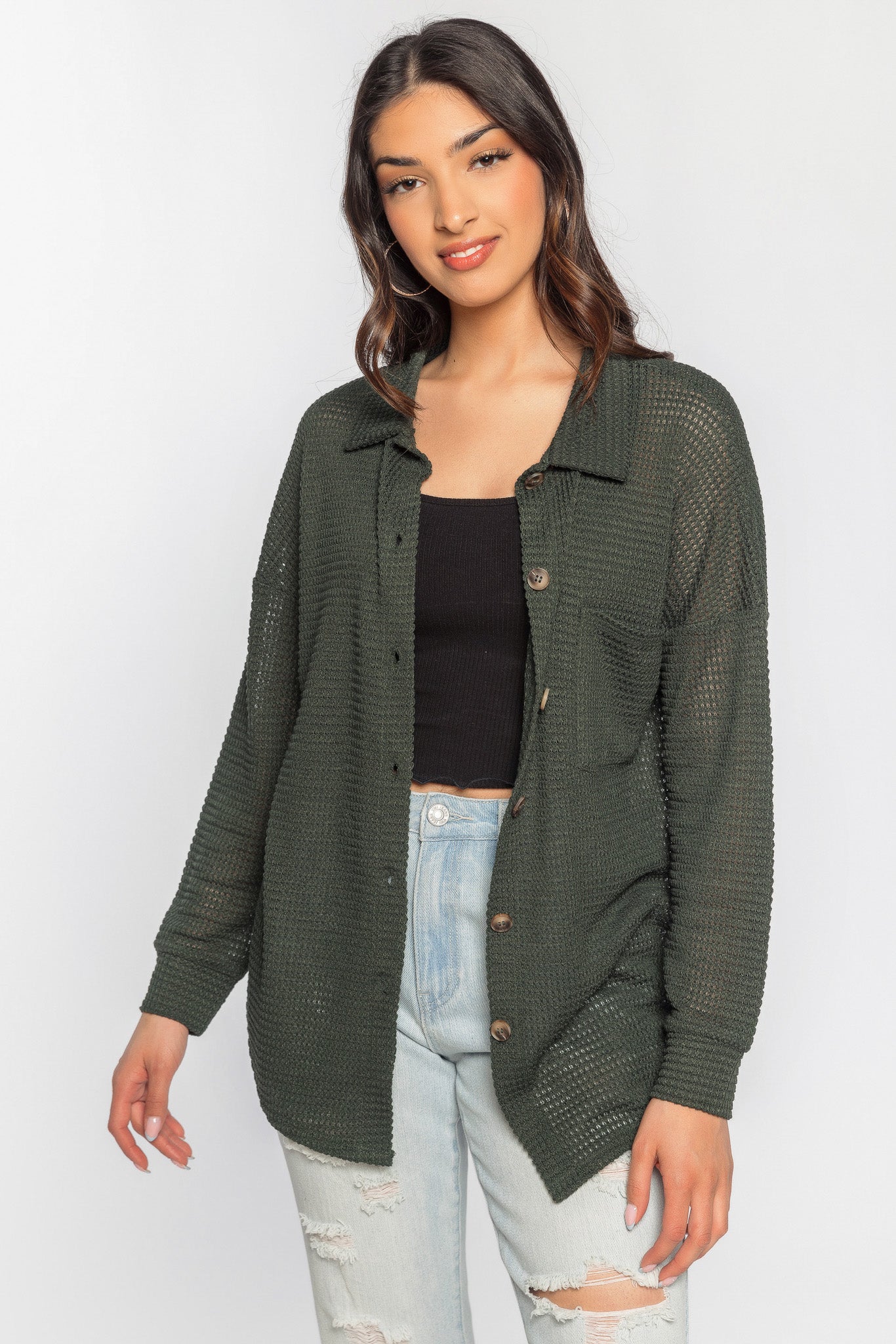 Chemise gaufrée manches longues
