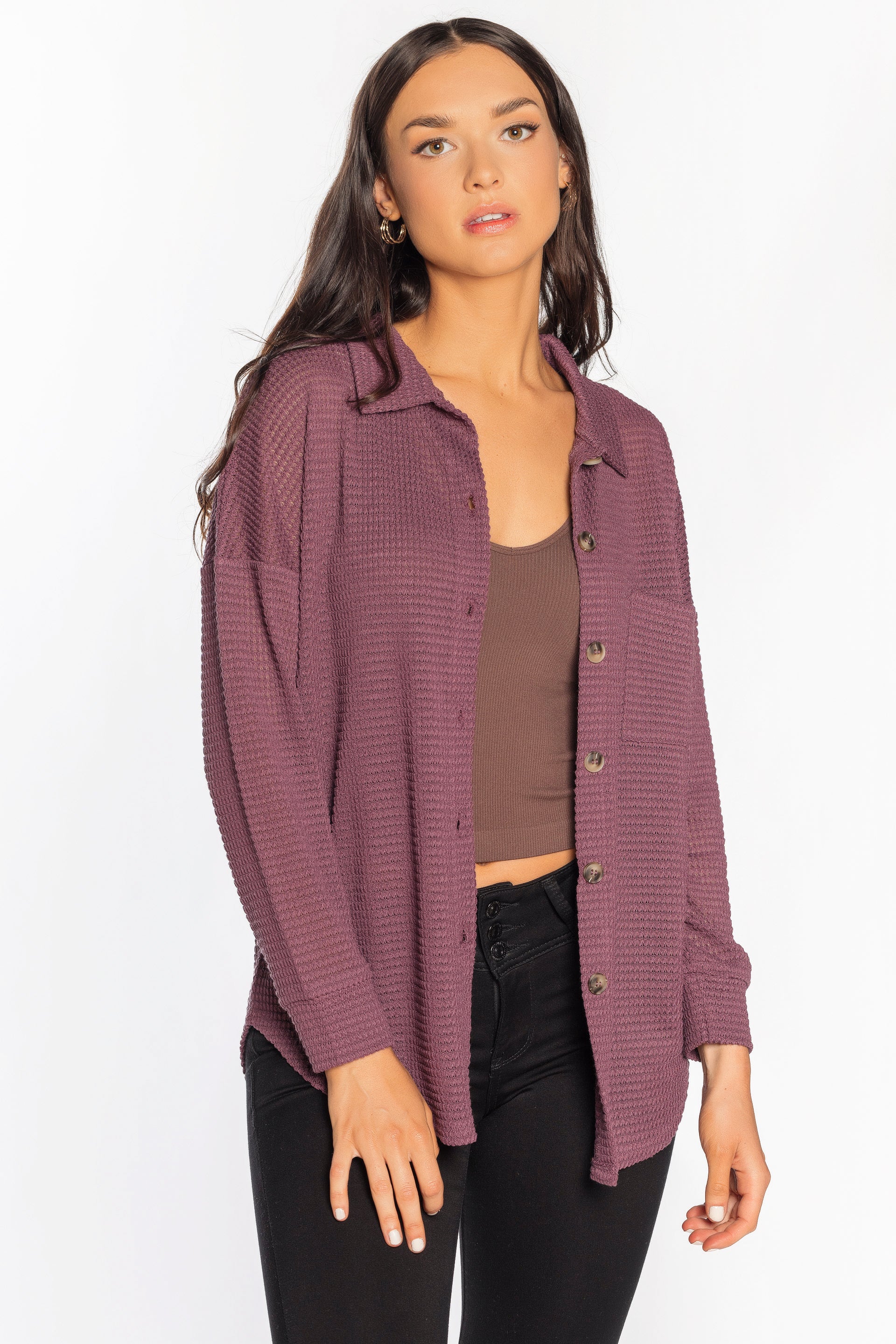 Chemise gaufrée manches longues