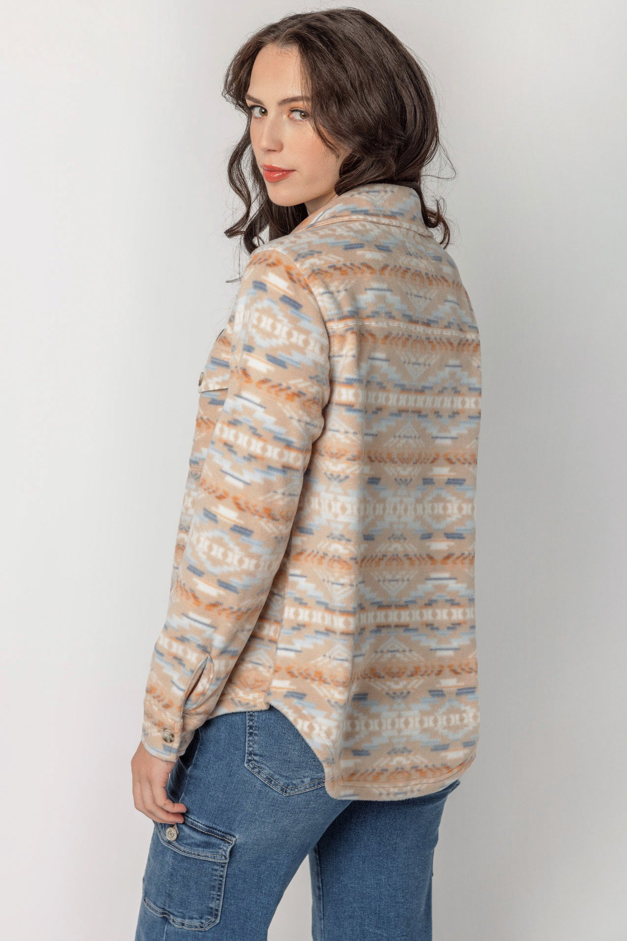 Wallflower Taylor Geometric Polar Fleece Shacket